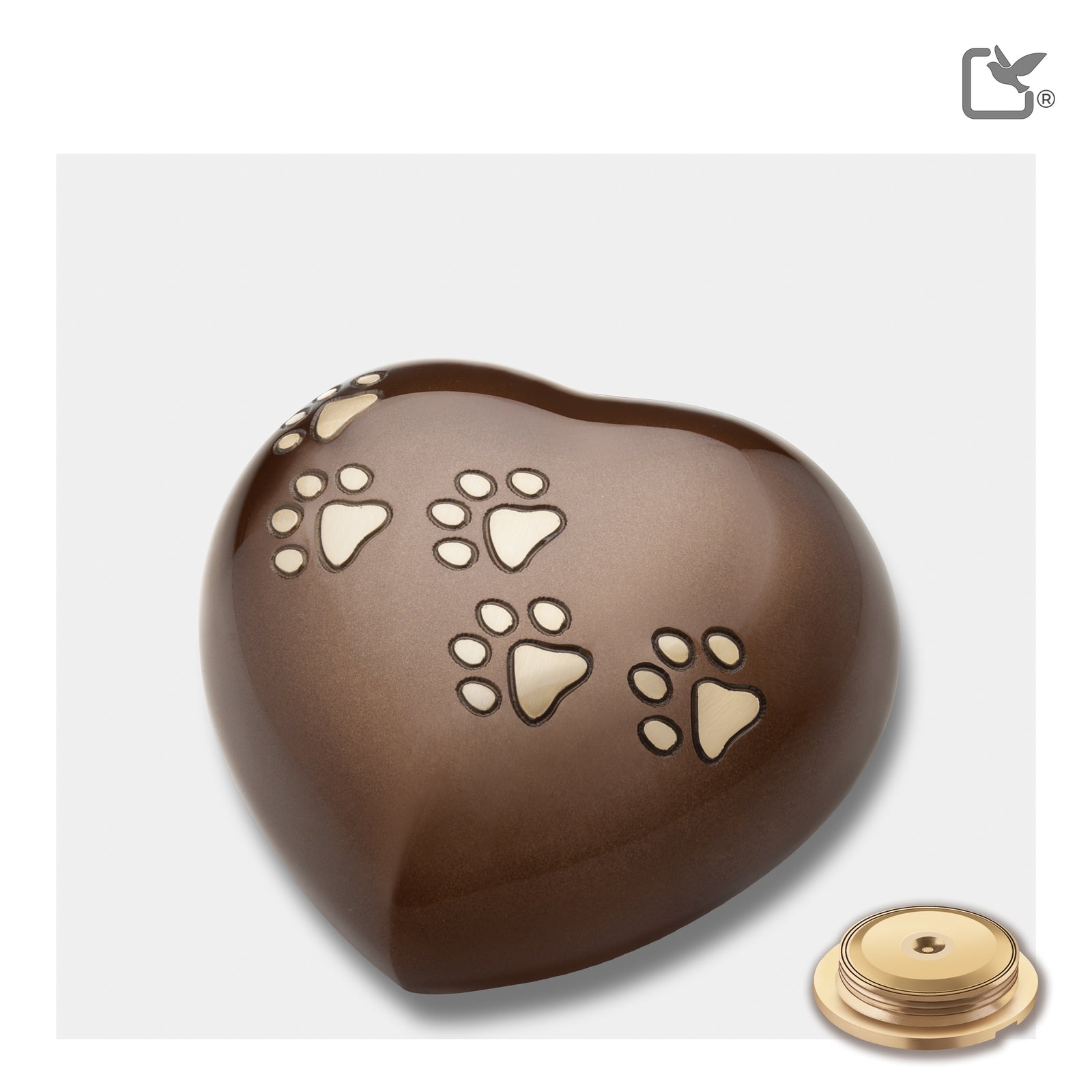 P630L Large Heart Pet Urn Bronze & Bru Gold