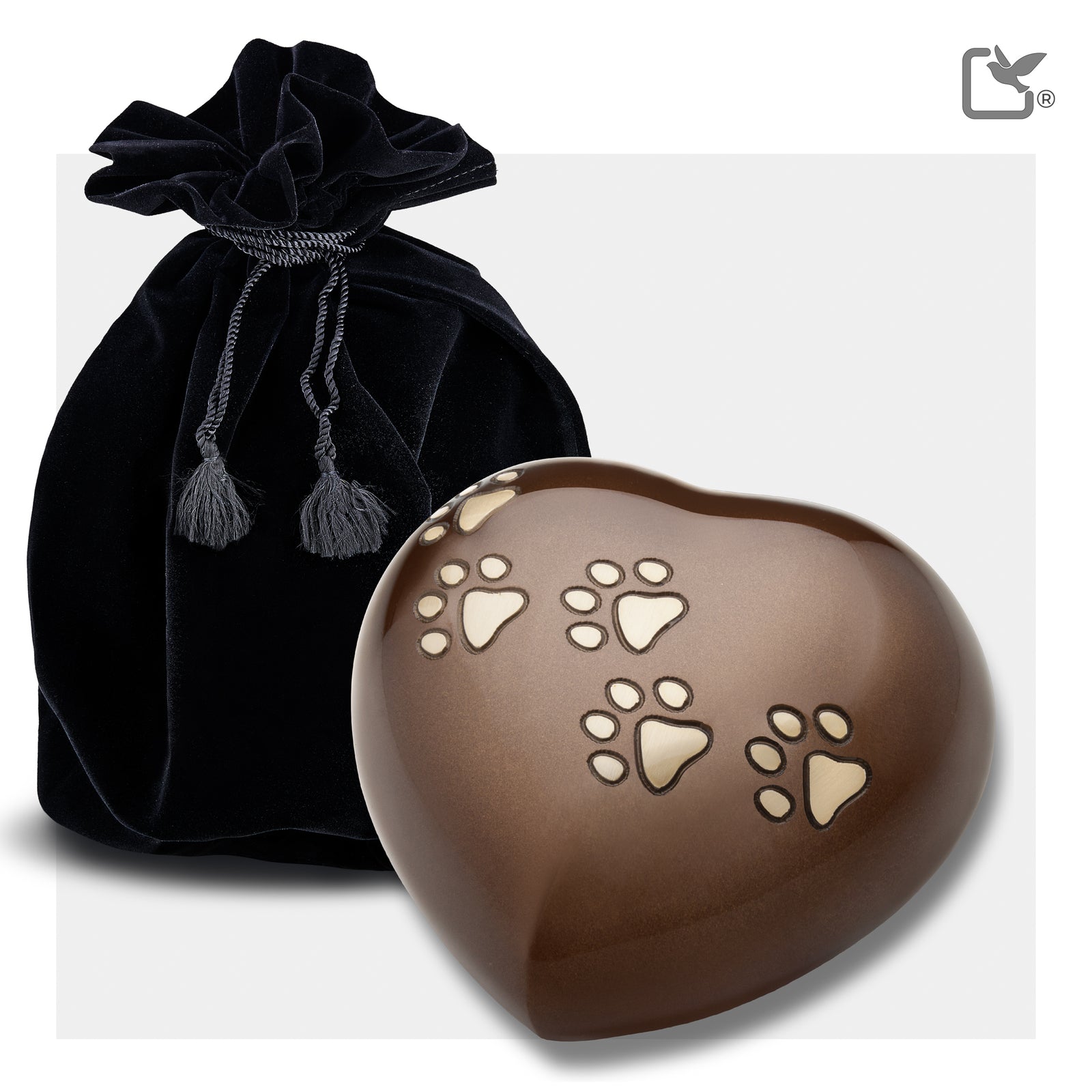 P630L Large Heart Pet Urn Bronze & Bru Gold