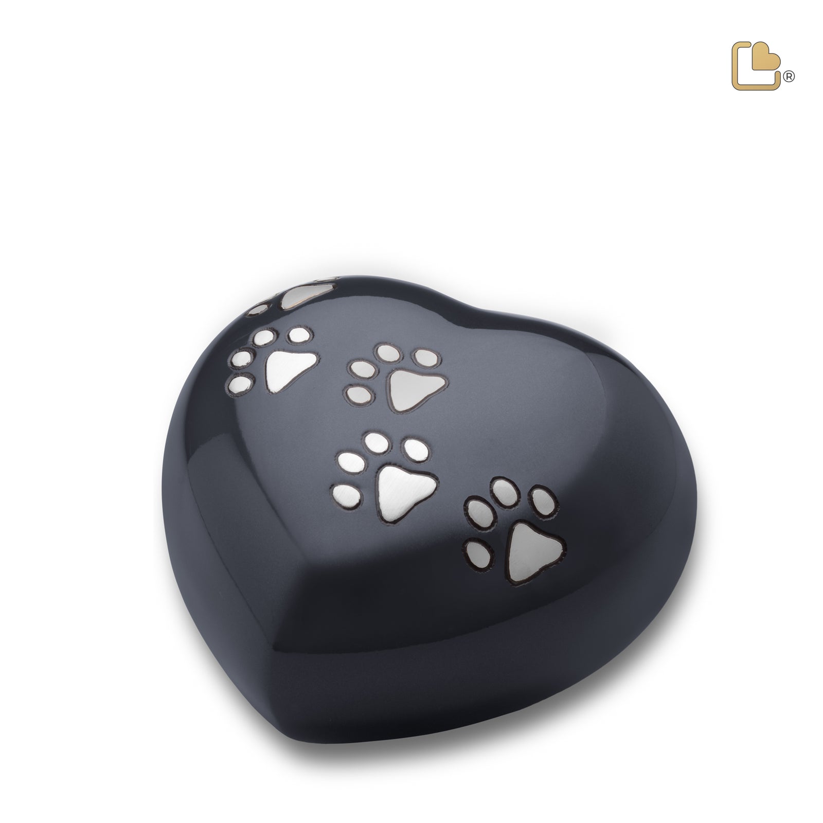 P631L Large Heart Pet Urn Midnight & Bru Pewter