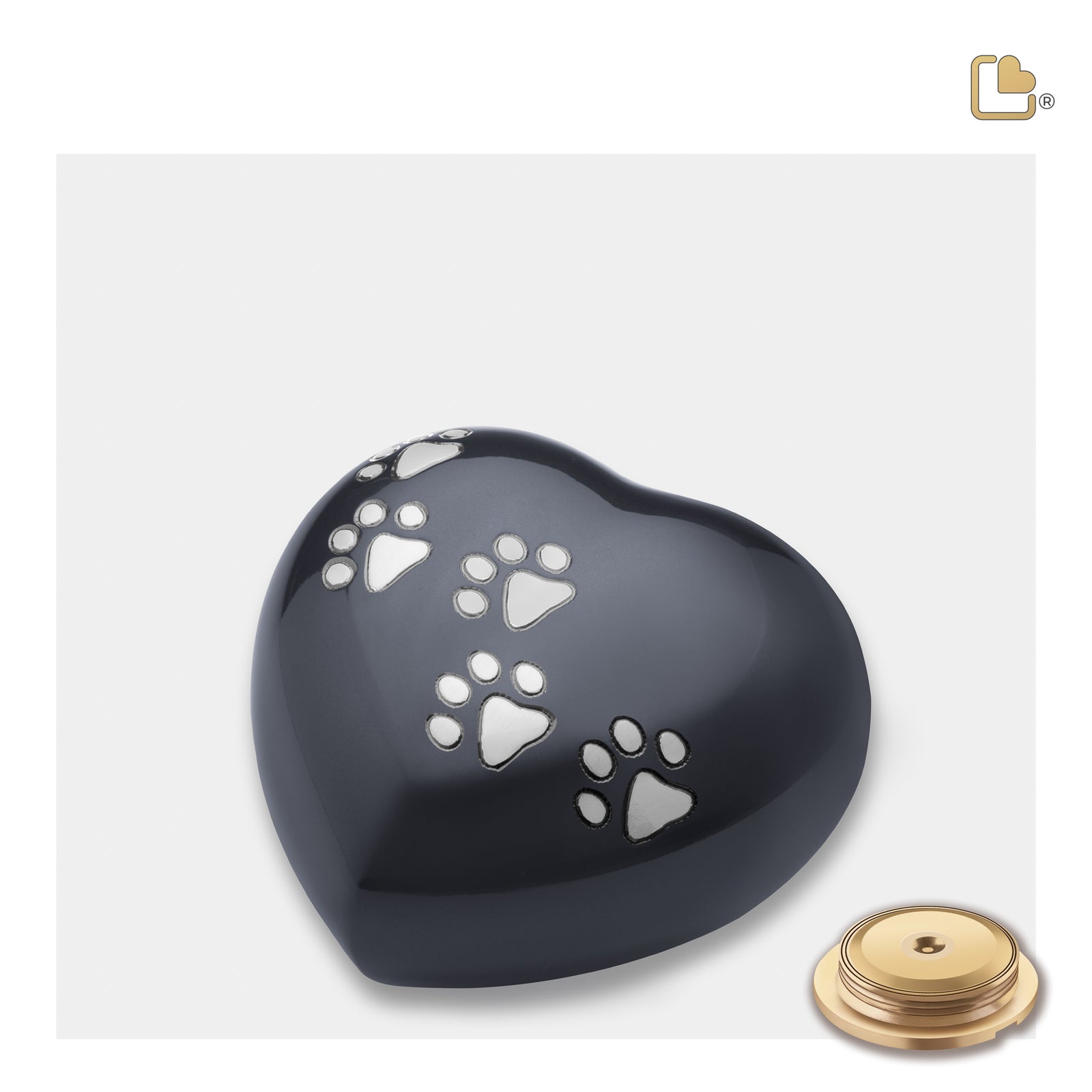 P631M Medium Heart Pet Urn Midnight & Bru Pewter