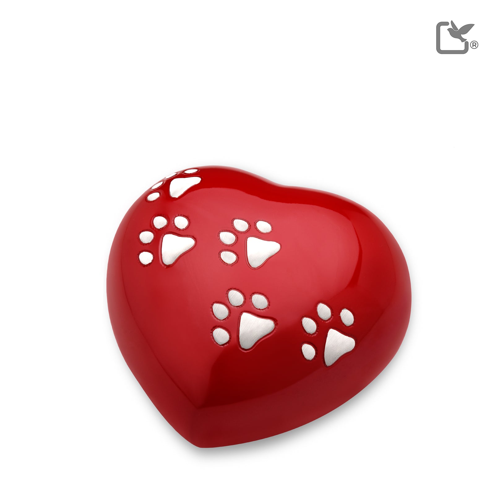 P632L Large Heart Pet Urn Red & Bru Pewter