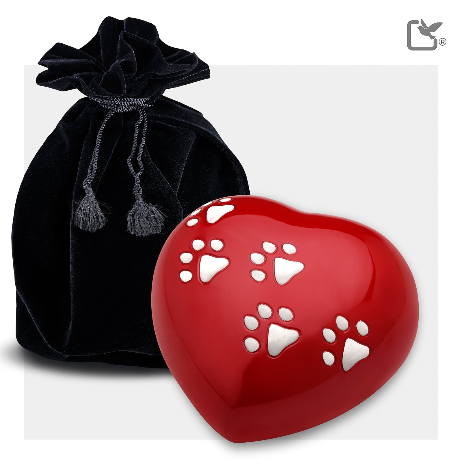 P632L Large Heart Pet Urn Red & Bru Pewter