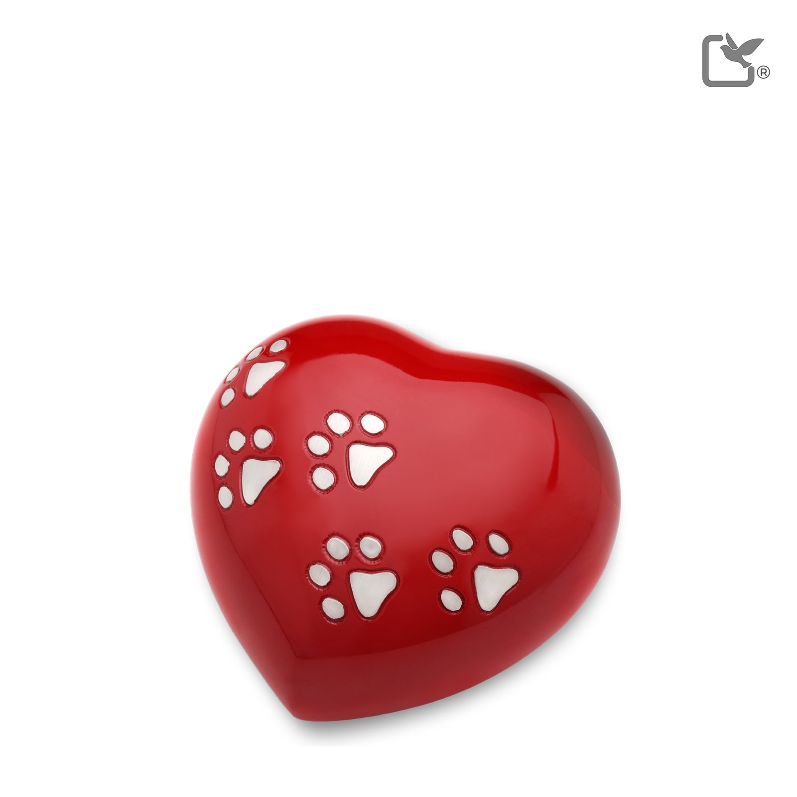 P632M Medium Heart Pet Urn Red & Bru Pewter