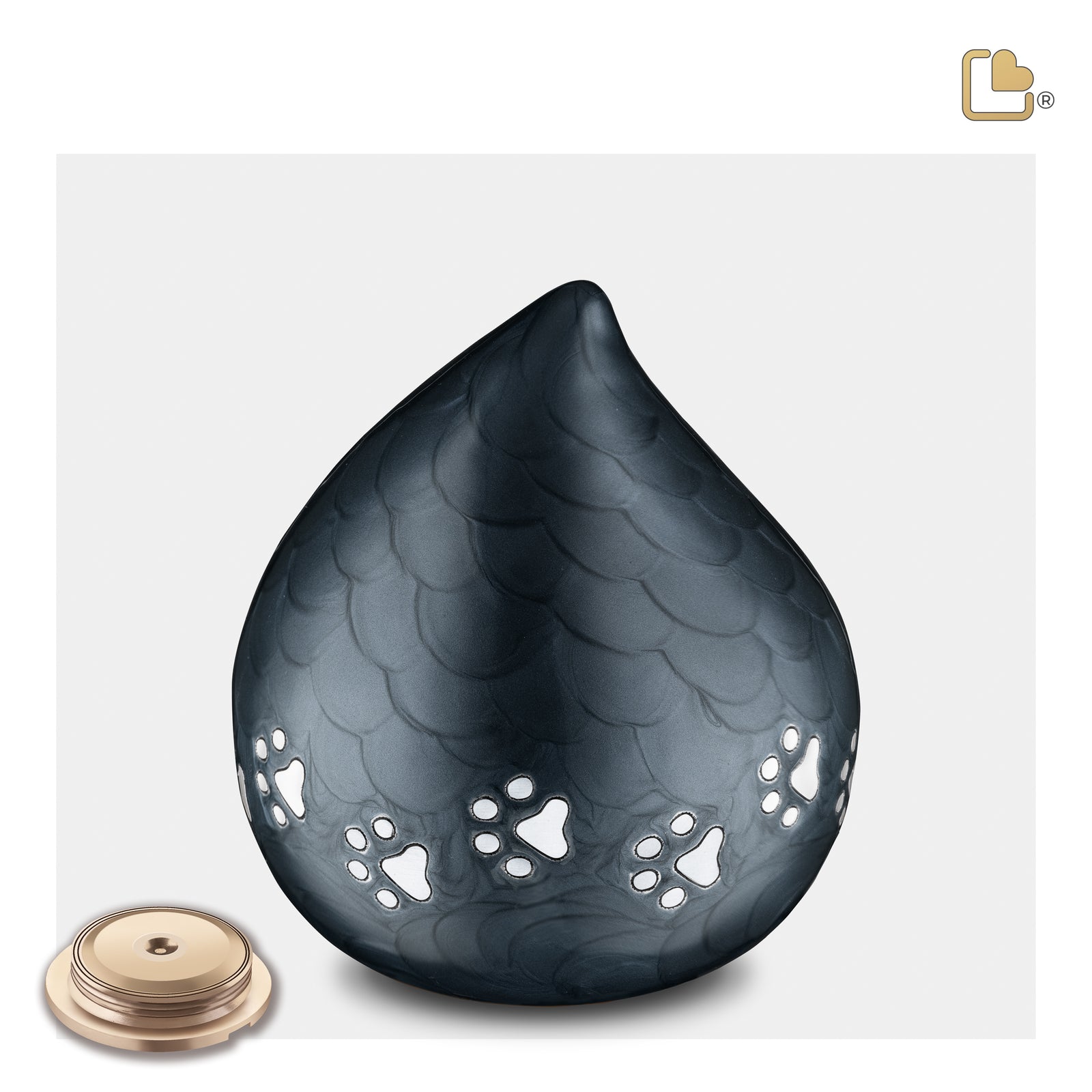 P633L LoveDrop Large Pet Urn Pearl Midnight & Bru Pewter