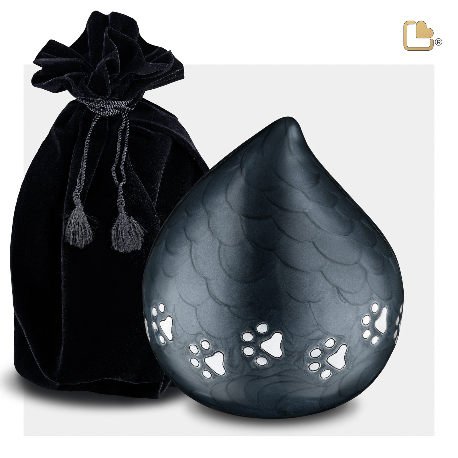 P633L LoveDrop Large Pet Urn Pearl Midnight & Bru Pewter