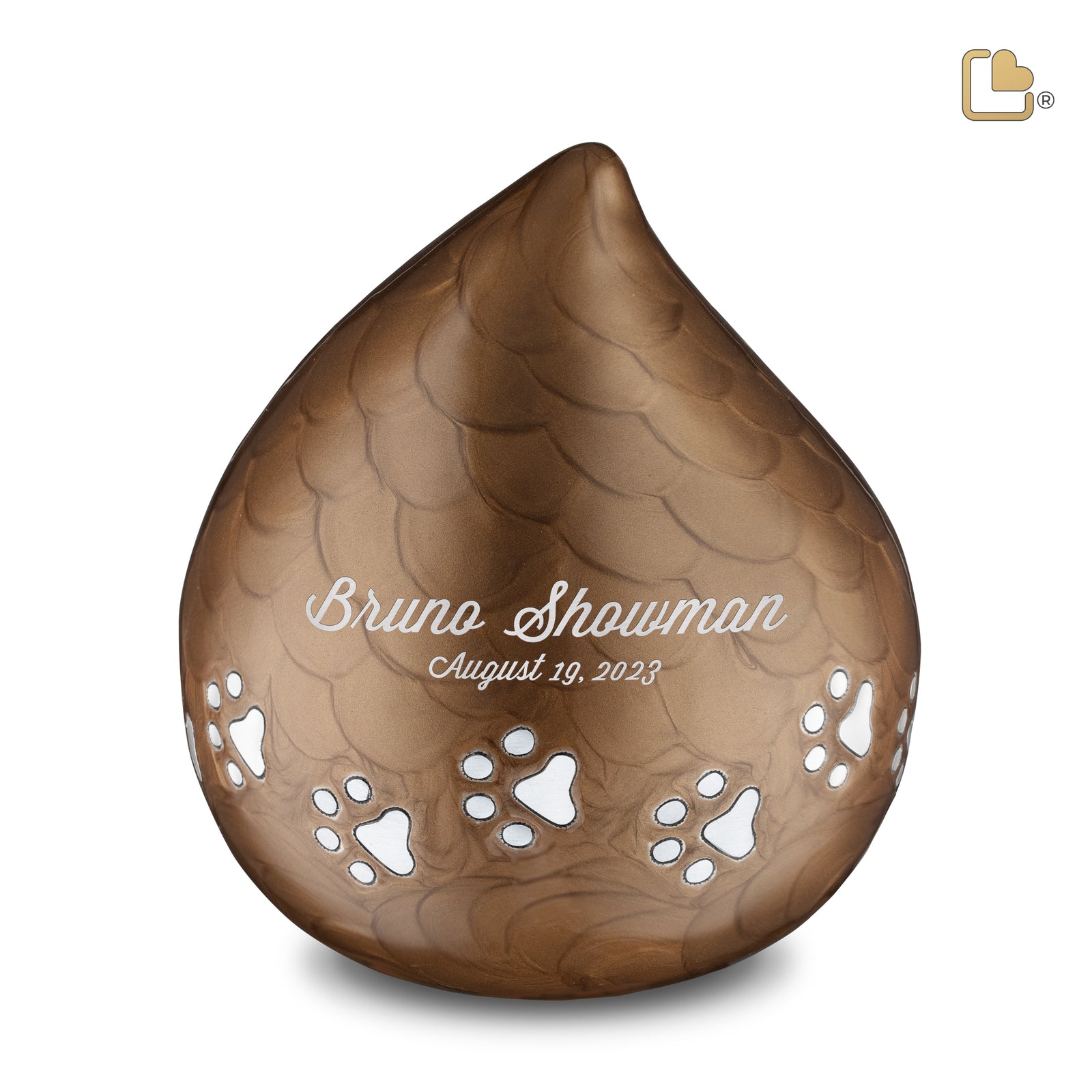 P634L LoveDrop Large Pet Urn Pearl Bronze & Bru Pewter