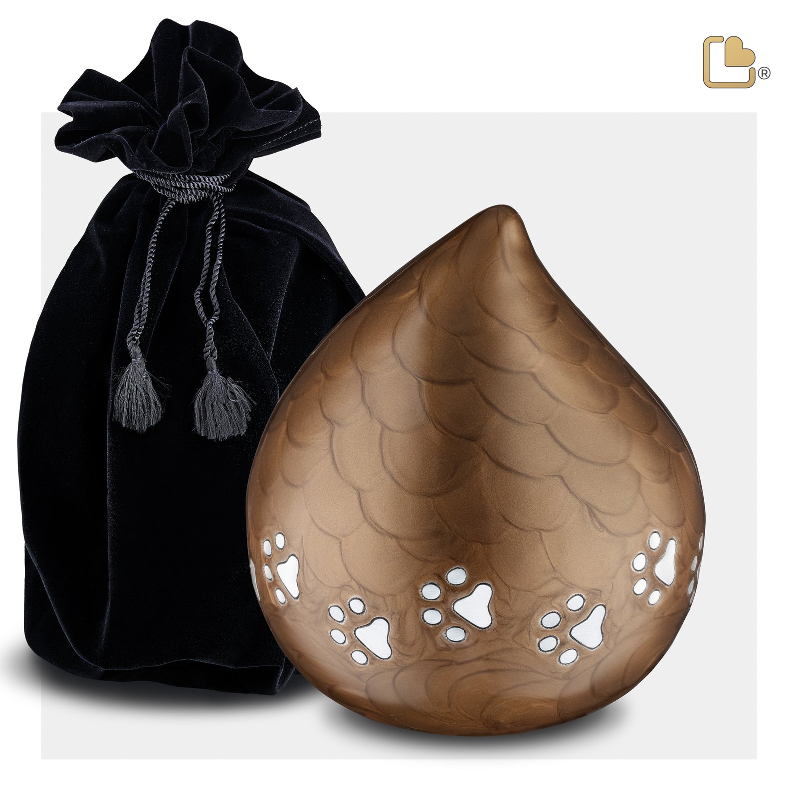 P634L LoveDrop Large Pet Urn Pearl Bronze & Bru Pewter