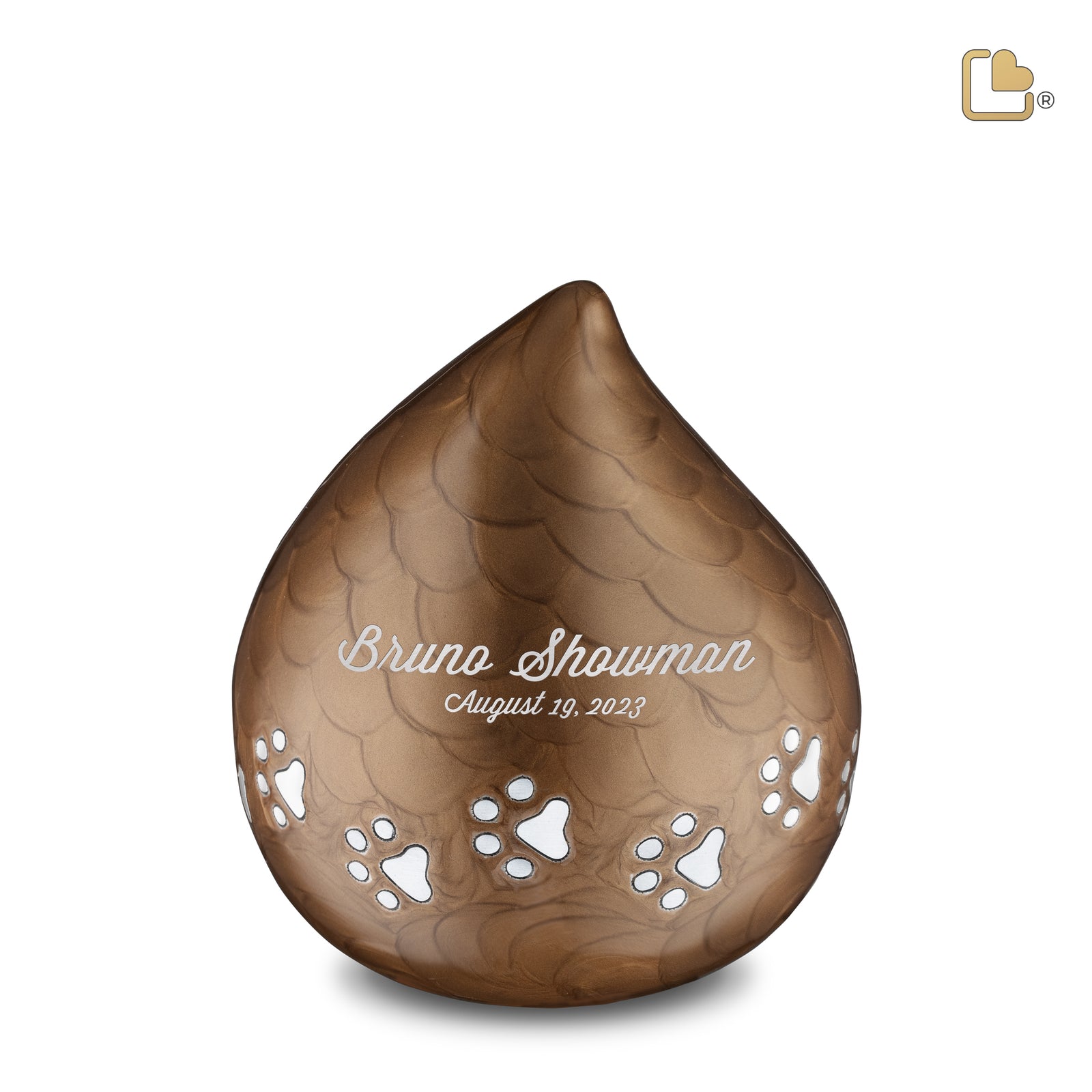 P634M LoveDrop Medium Pet Urn Pearl Bronze & Bru Pewter