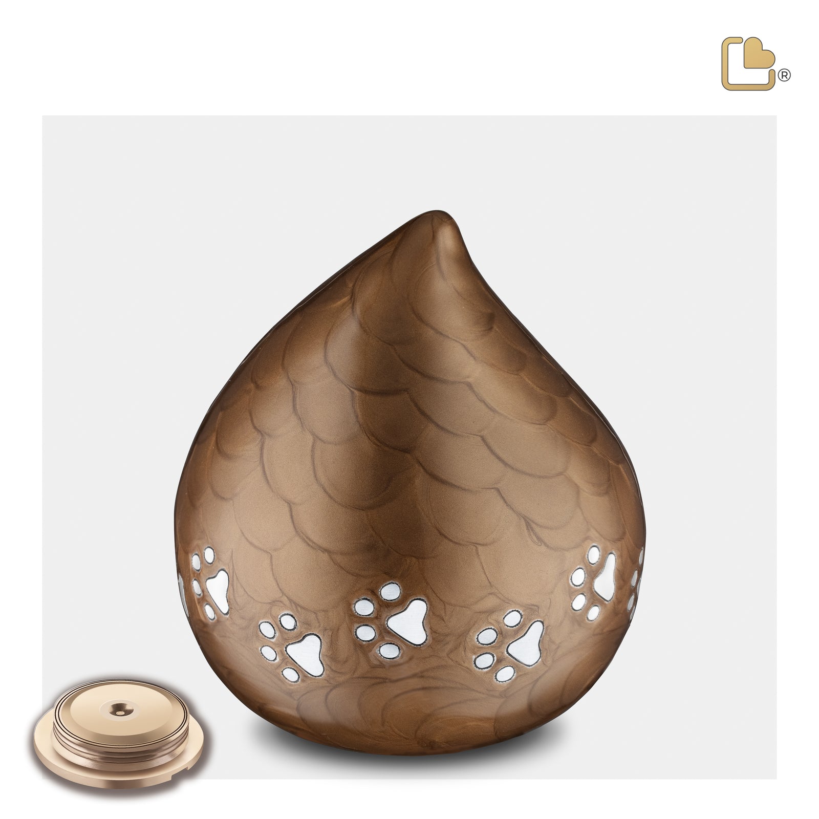P634M LoveDrop Medium Pet Urn Pearl Bronze & Bru Pewter