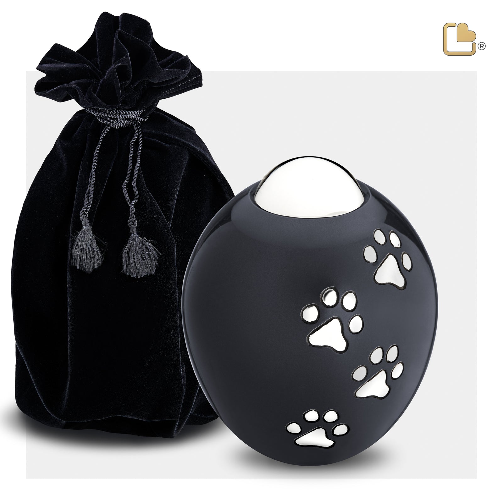 P636S Adore Small Pet Urn Midnight & Pol Silver
