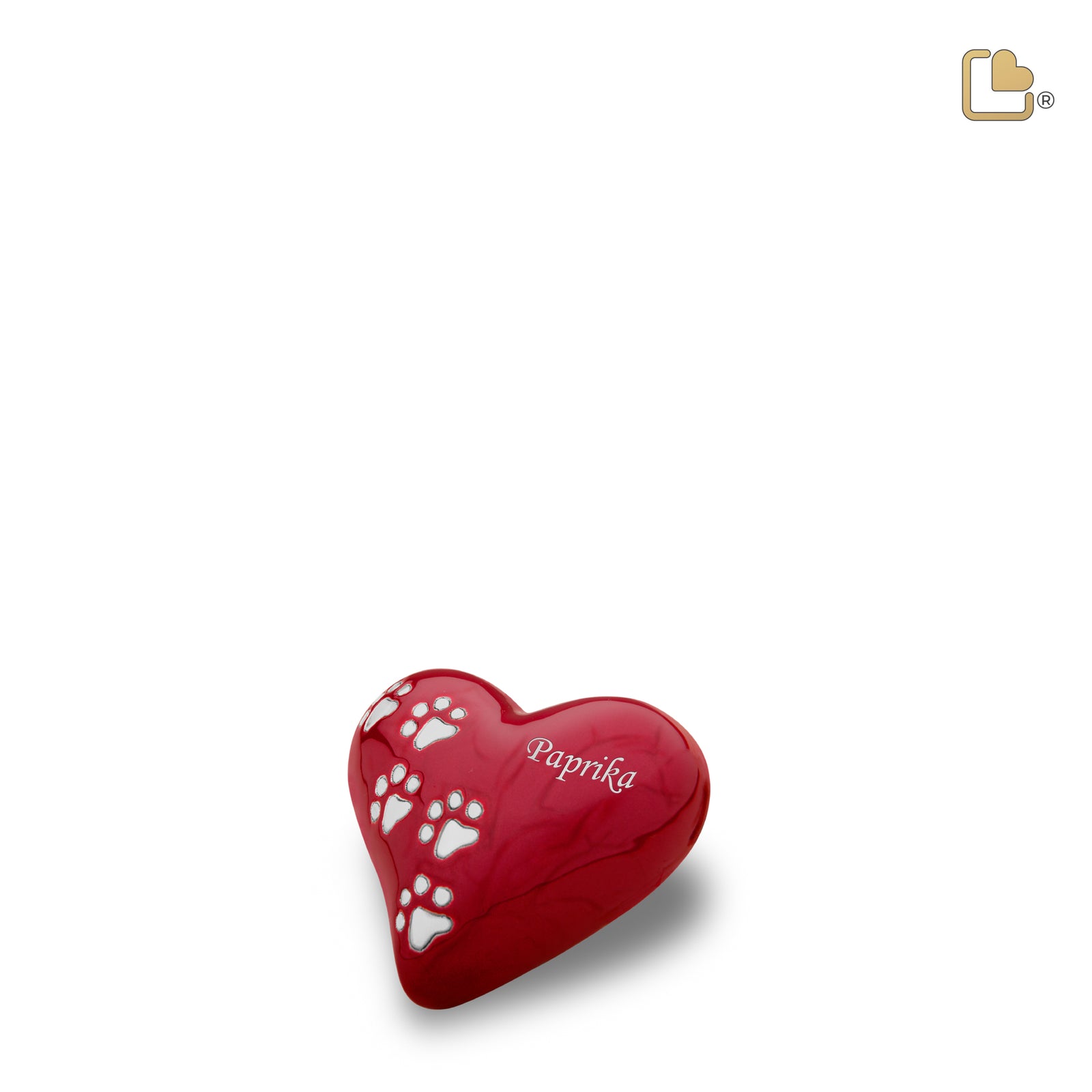 P637K Keepsake Heart Pet Urn Pearl Red & Bru Pewter