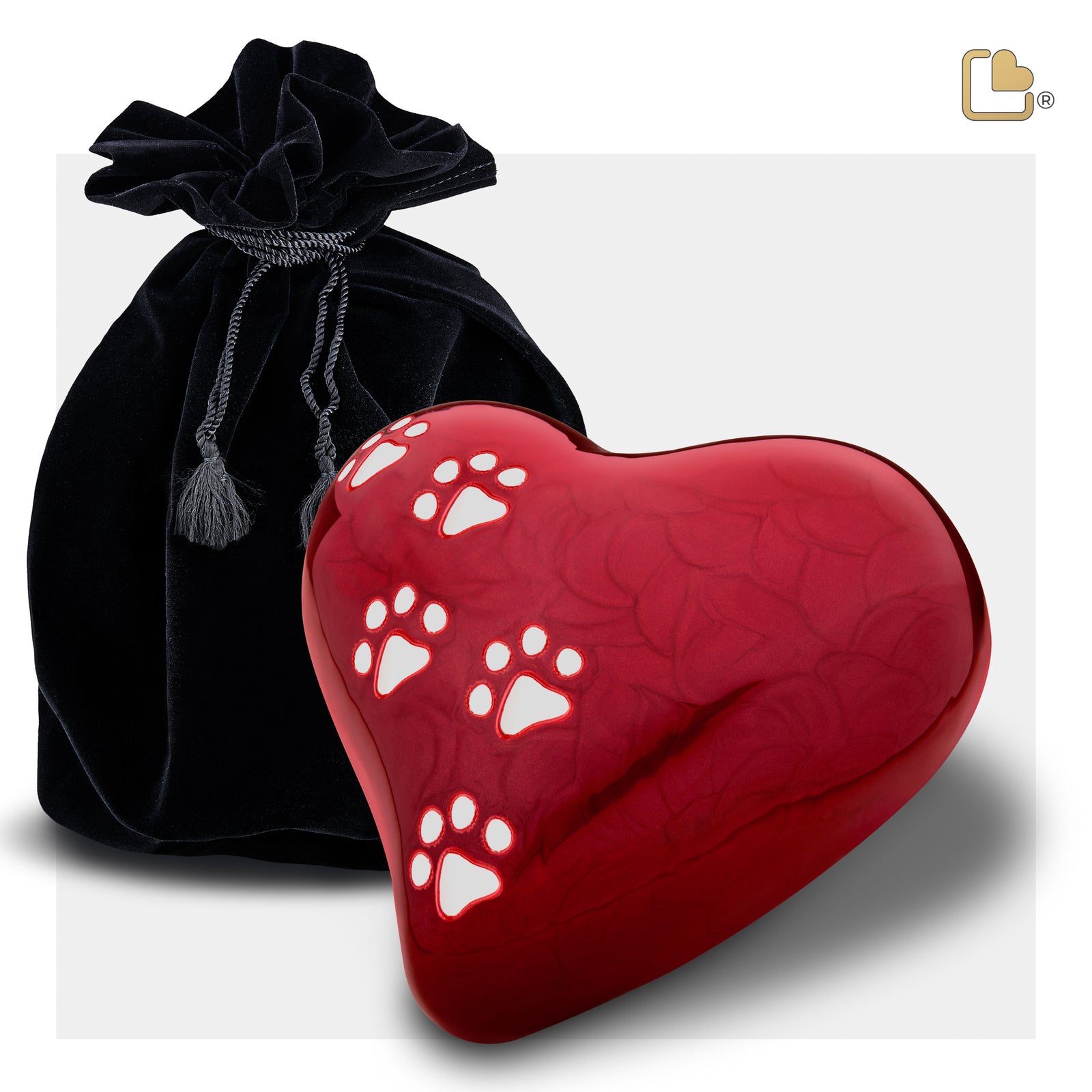 P637M Medium Heart Pet Urn Pearl Red & Bru Pewter