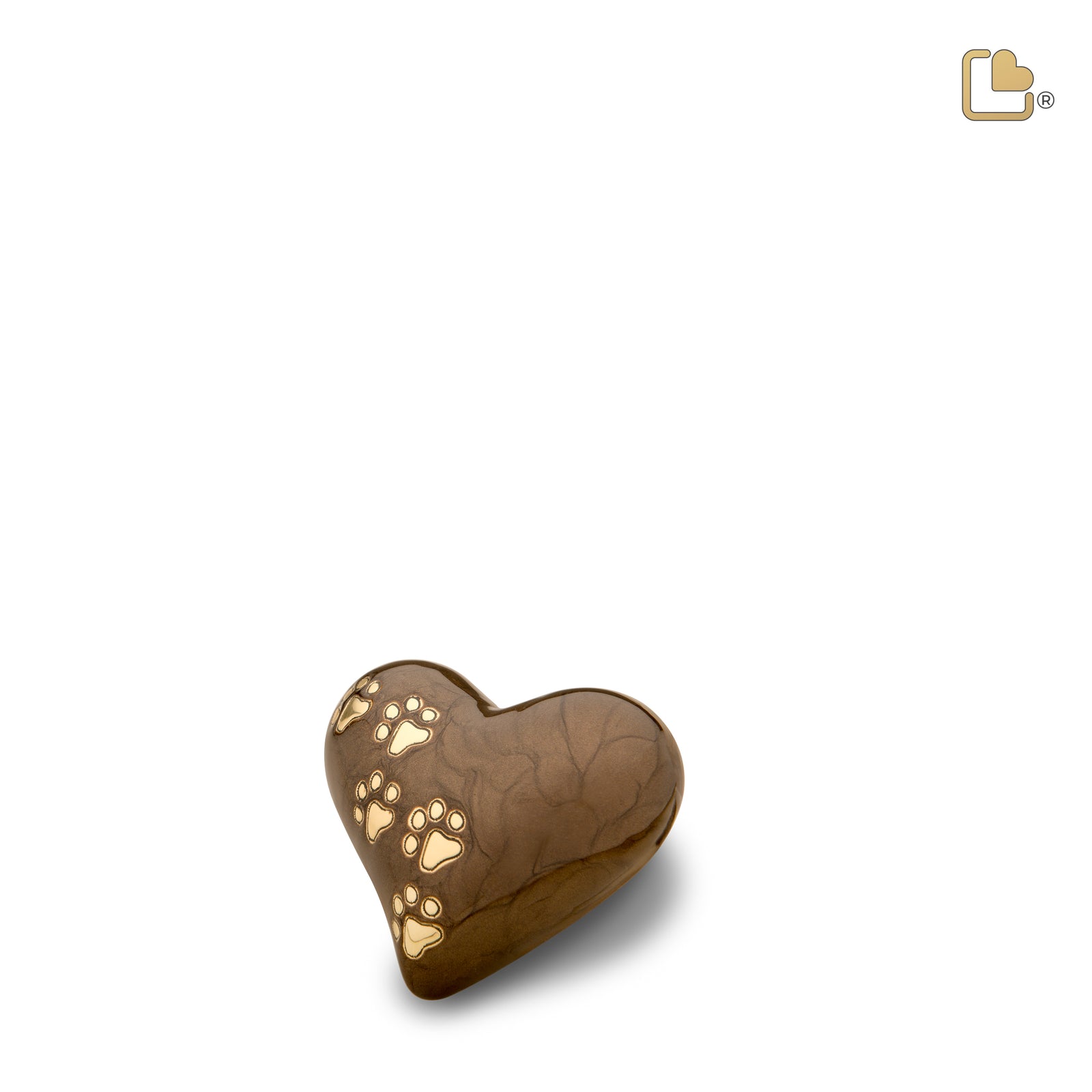 P639K Keepsake Heart Pet Urn Pearl Bronze & Bru Gold