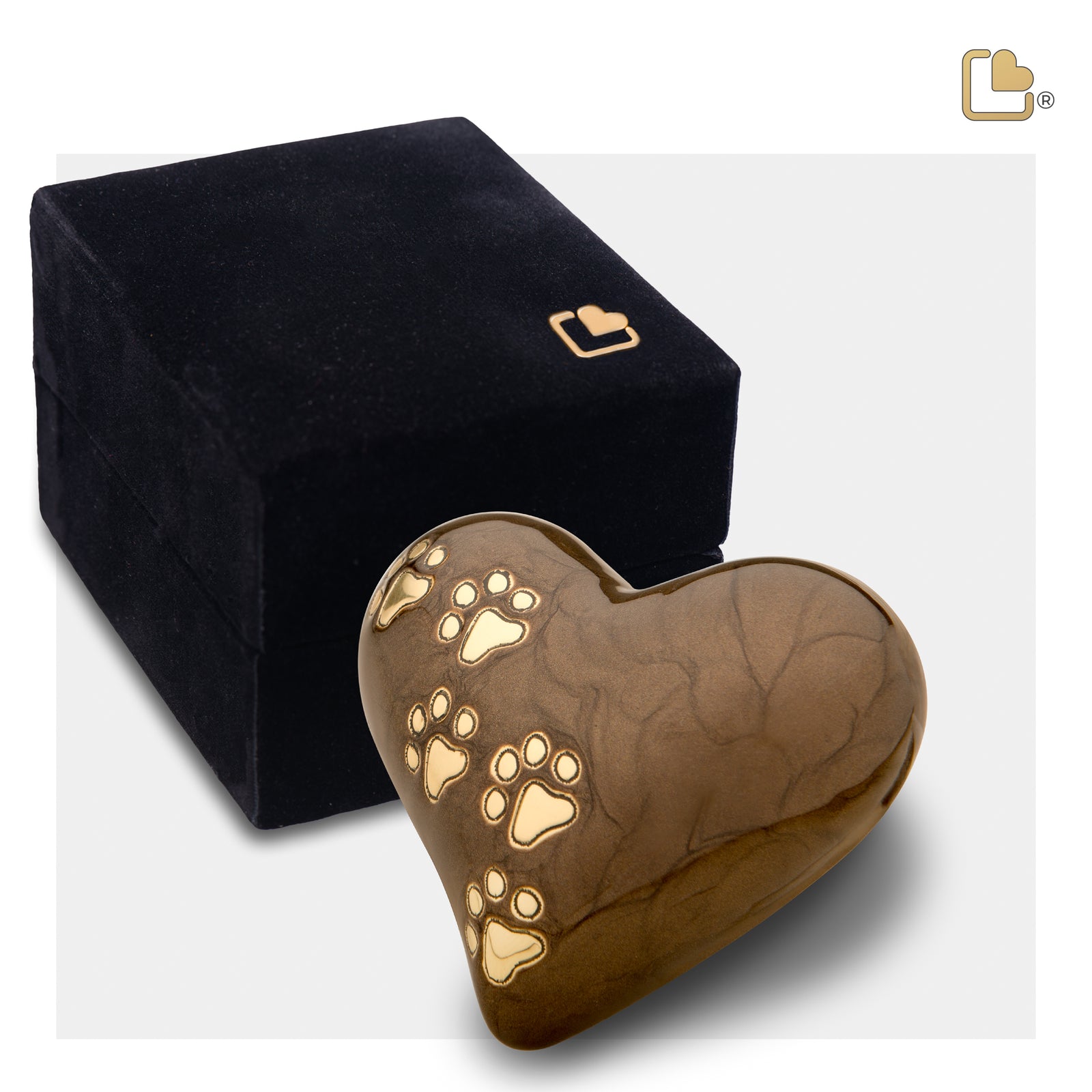 P639K Keepsake Heart Pet Urn Pearl Bronze & Bru Gold