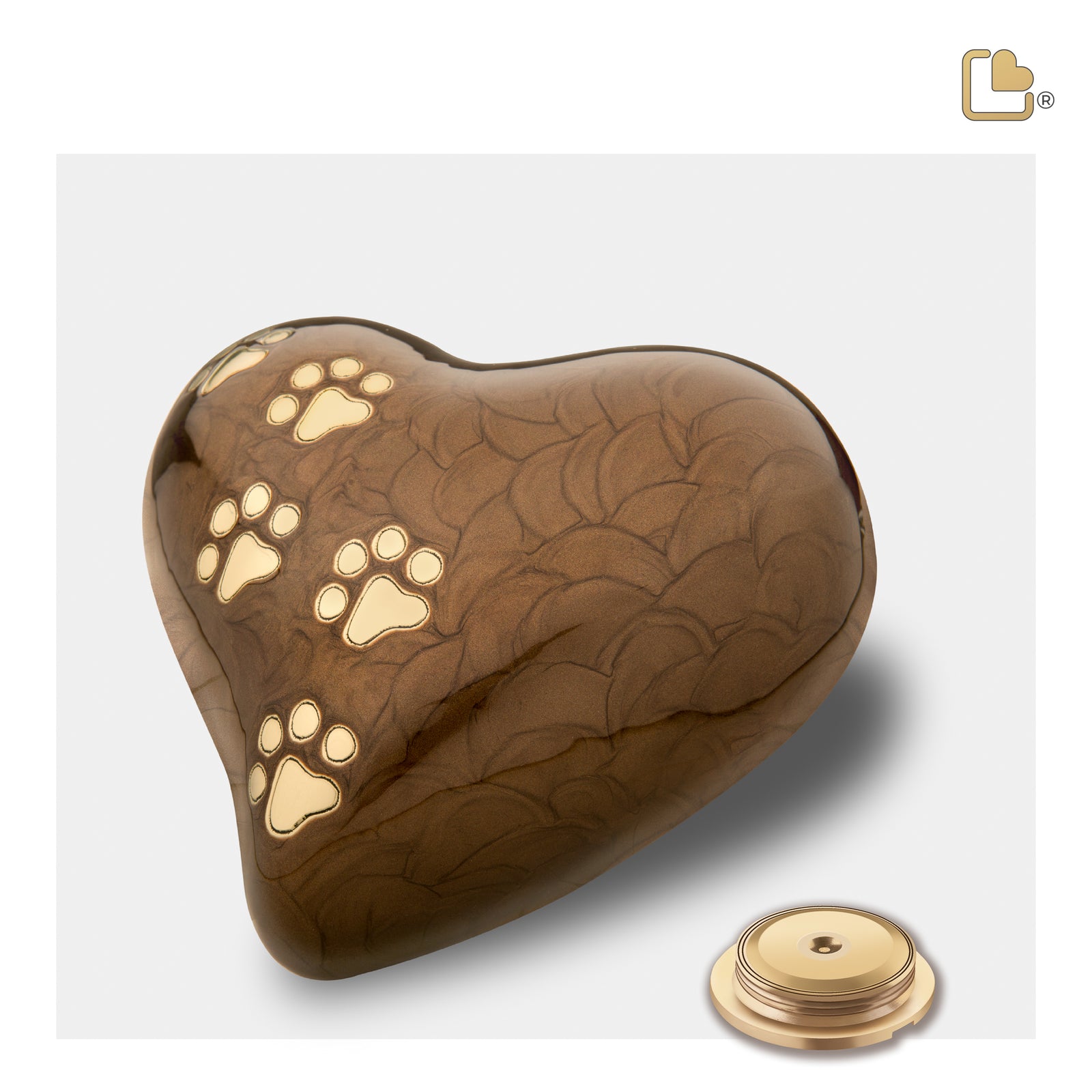 P639M Medium Heart Pet Urn Pearl Bronze & Bru Gold