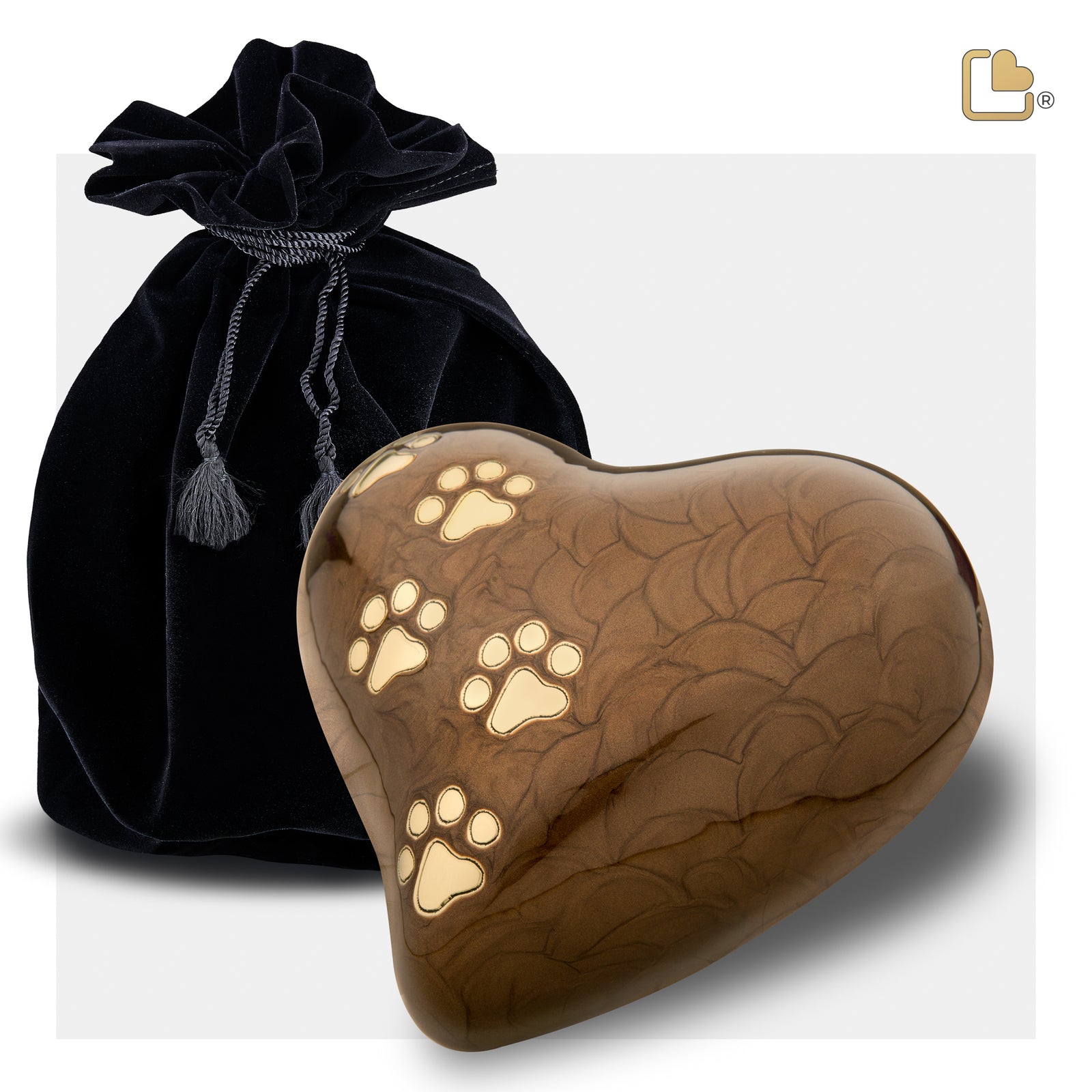 P639M Medium Heart Pet Urn Pearl Bronze & Bru Gold