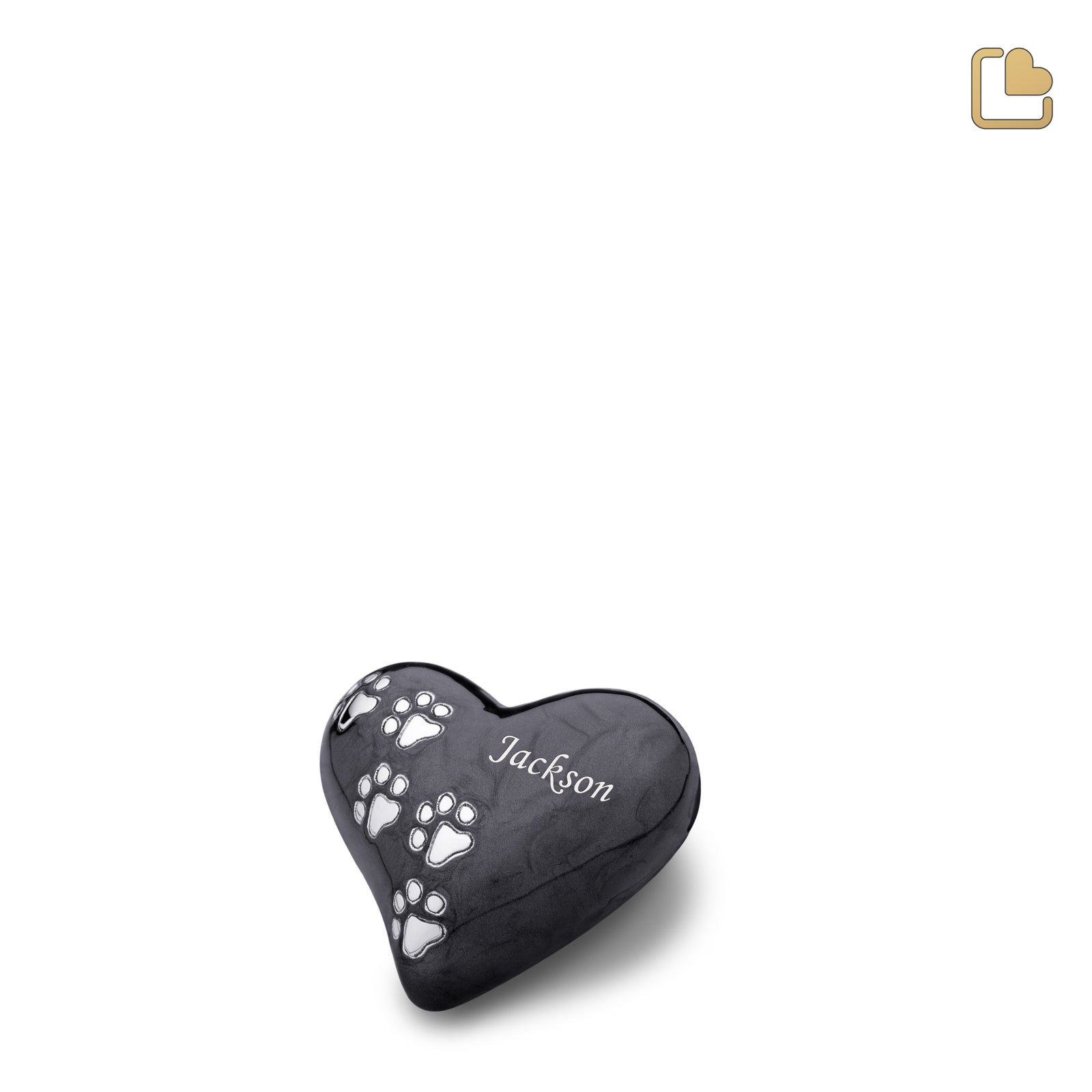 P640K Keepsake Heart Pet Urn Pearl Midnight & Bru Pewter