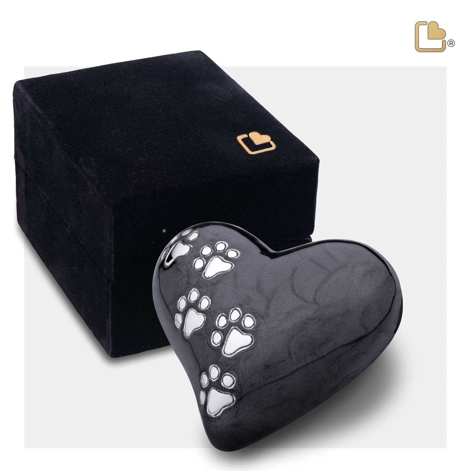 P640K Keepsake Heart Pet Urn Pearl Midnight & Bru Pewter
