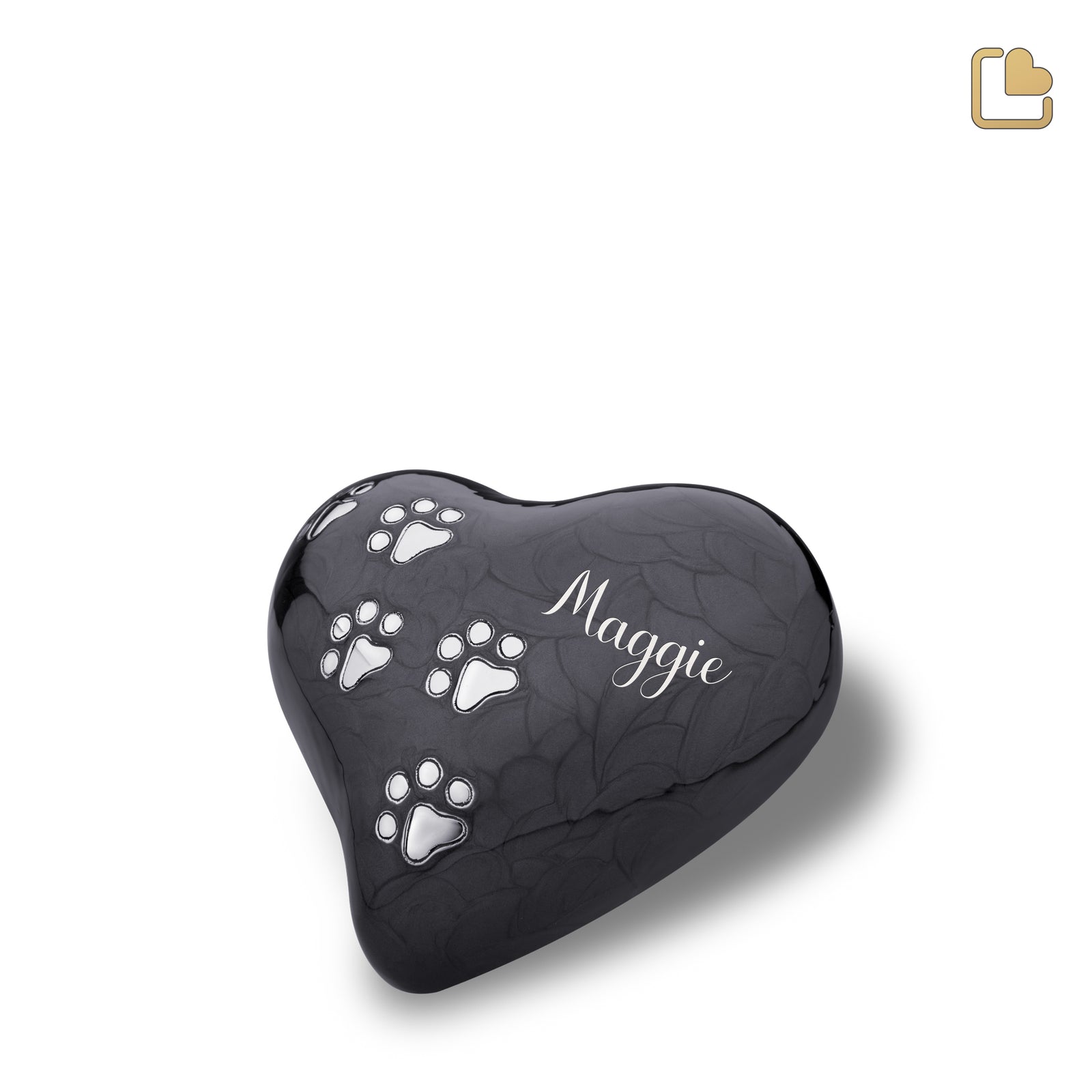 P640M Medium Heart Pet Urn Pearl Midnight & Bru Pewter