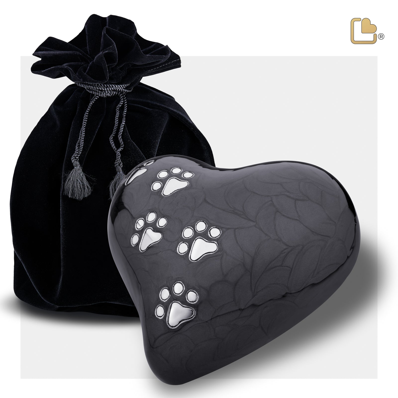 P640M Medium Heart Pet Urn Pearl Midnight & Bru Pewter