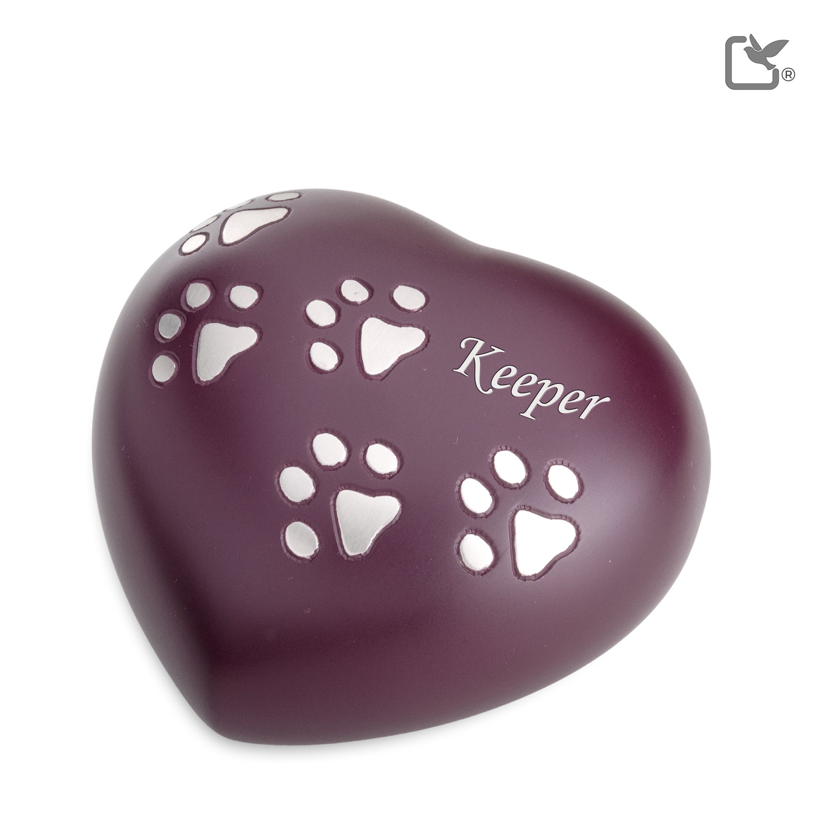 P641L Large Heart Pet Urn Cranberry & Bru Pewter
