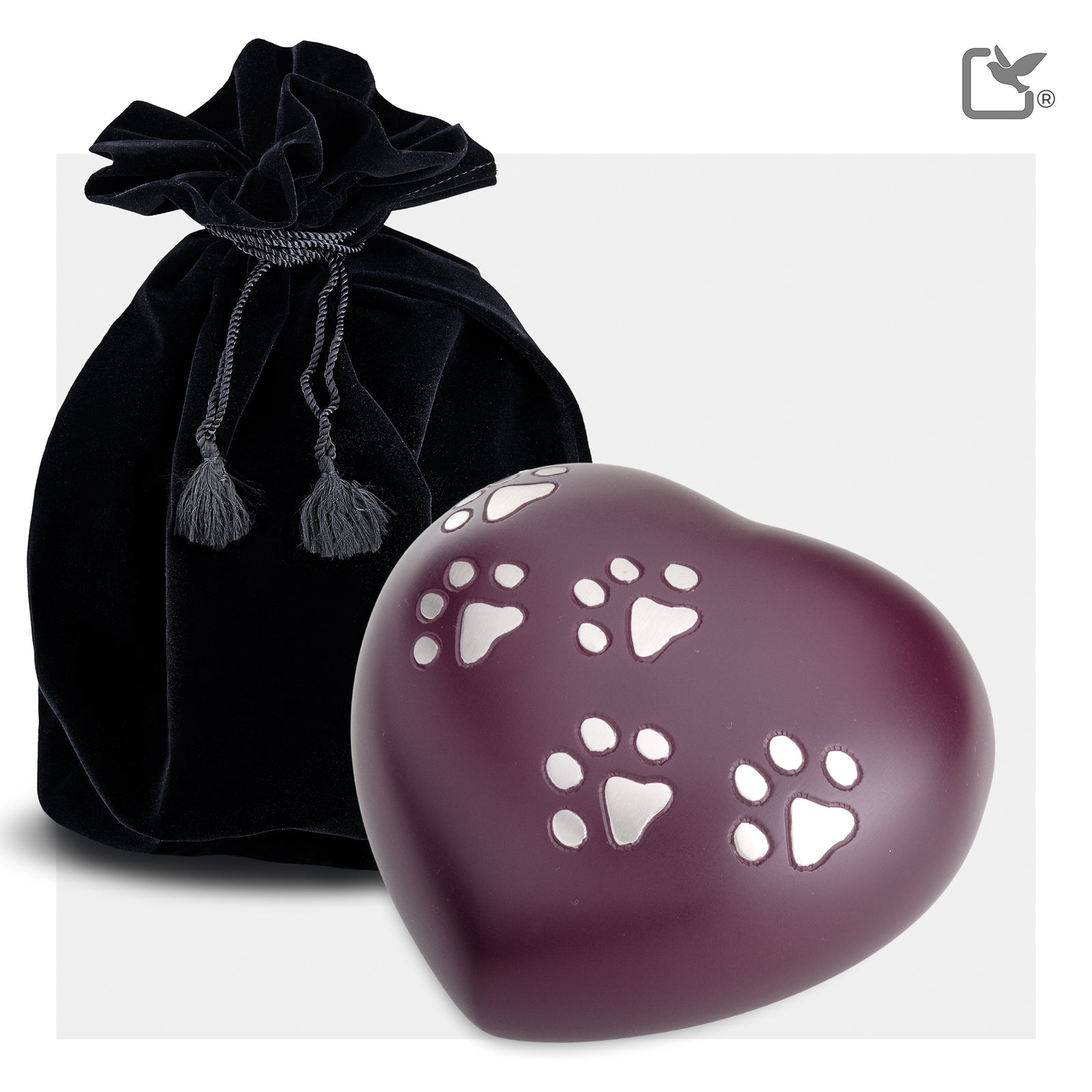 P641M Medium Heart Pet Urn Cranberry & Bru Pewter