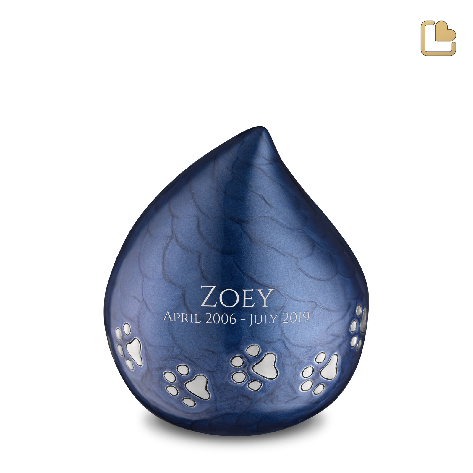 P645M LoveDrop Medium Pet Urn Blue & Bru Pewter