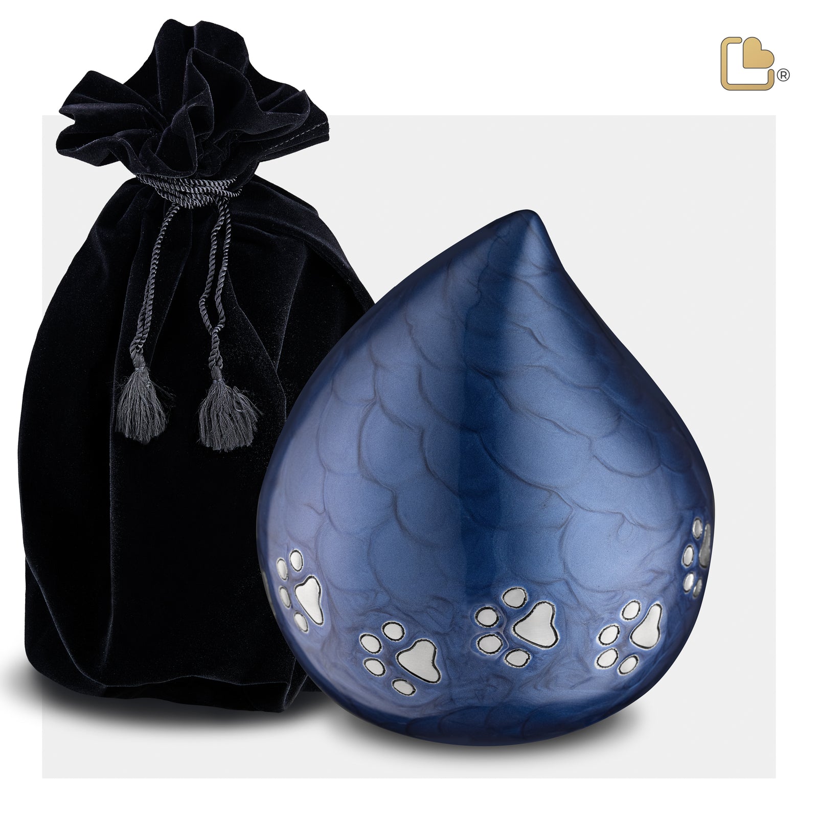 P645M LoveDrop Medium Pet Urn Blue & Bru Pewter