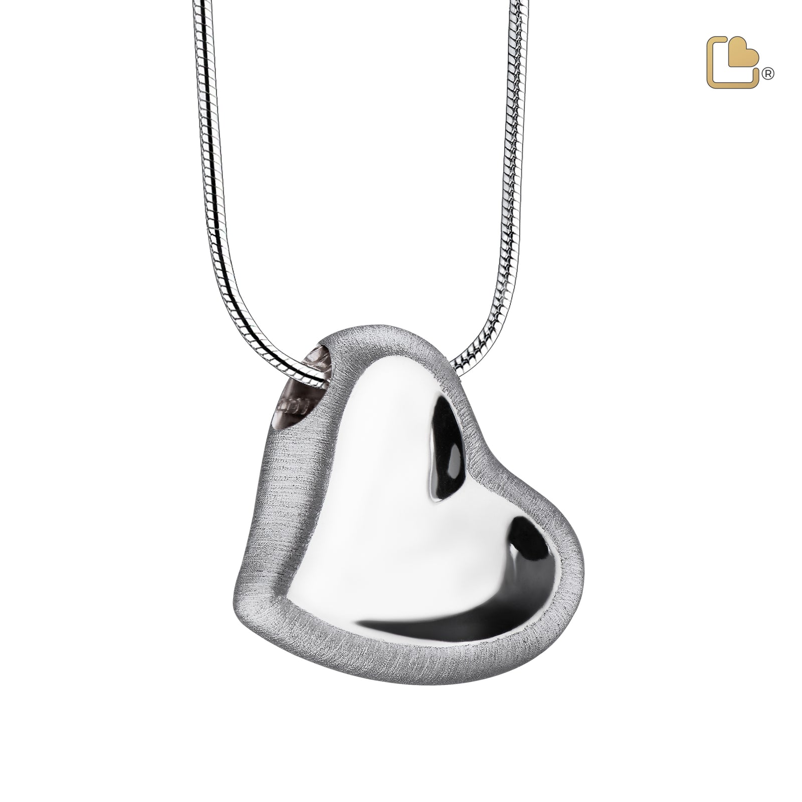 PD1000 Leaning Heart Ashes Pendant Pol & Bru Silver