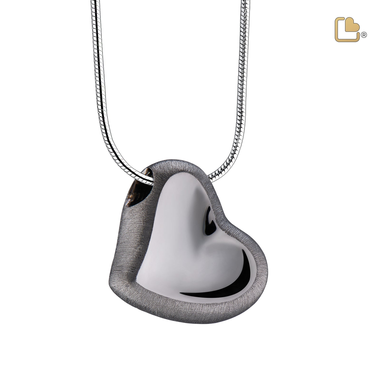 PD1002 Leaning Heart Ashes Pendant Pol & Bru Ruthenium