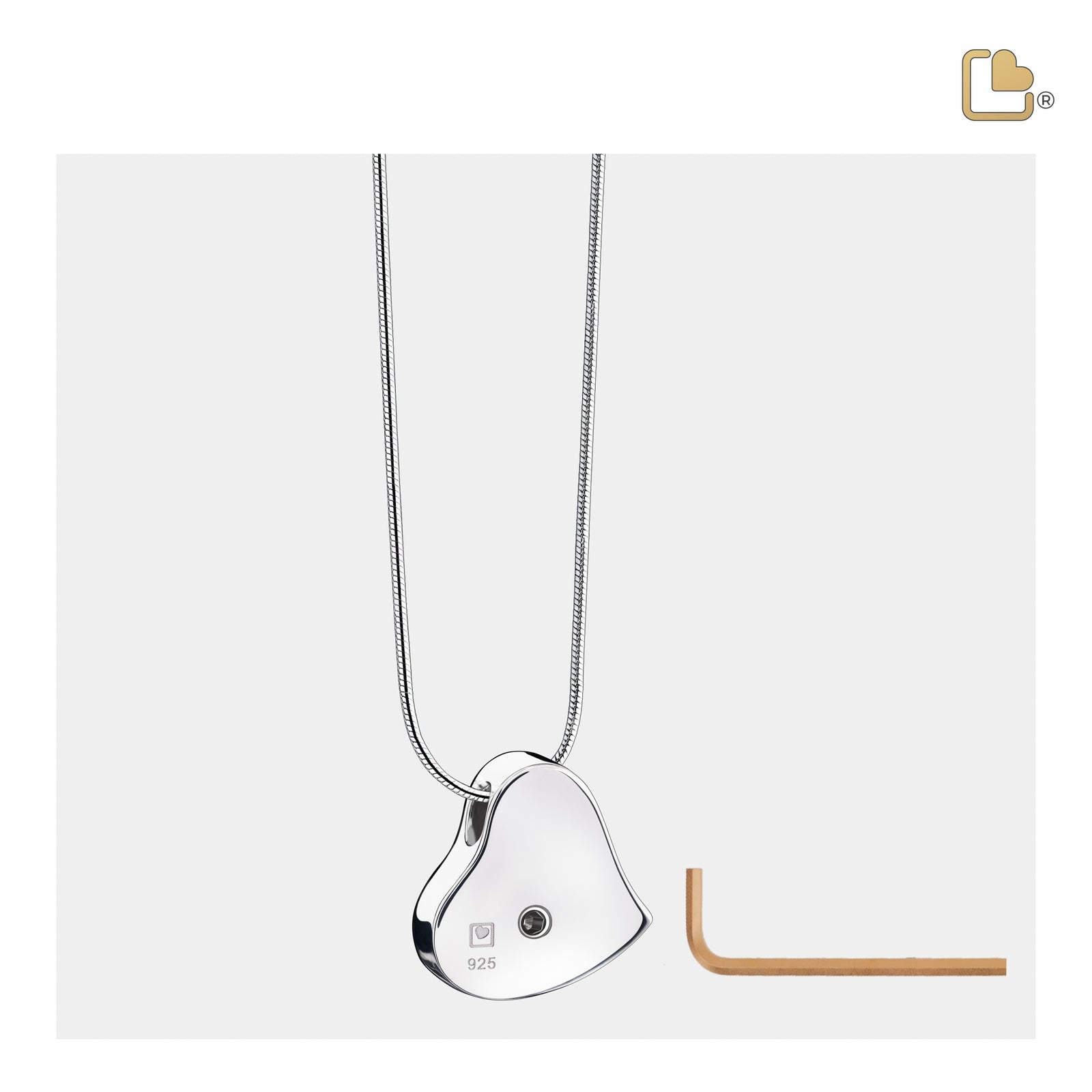 PD1003 Leaning Heart Pride Rainbow Ashes Pendant Pol Silver