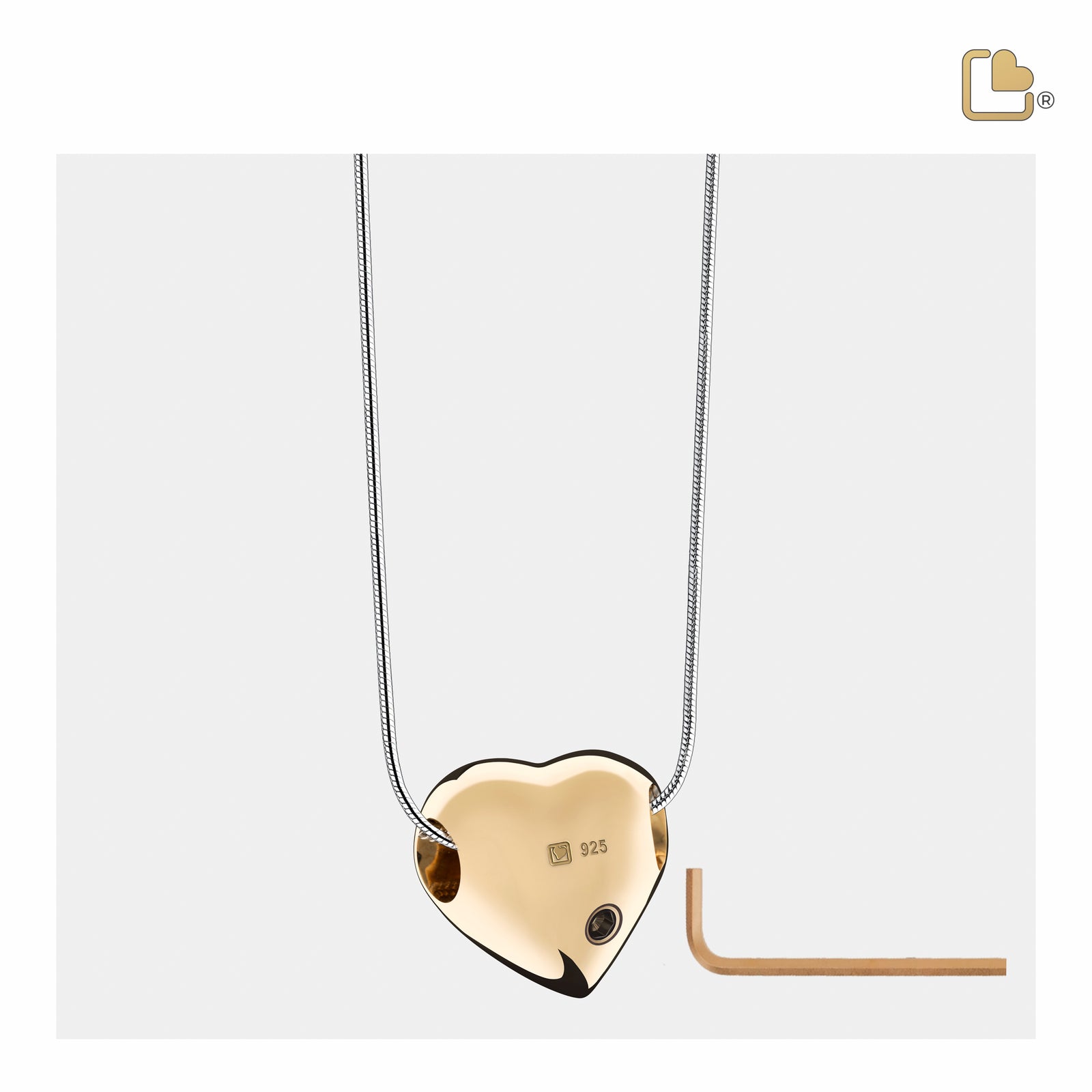 PD1011 LoveHeart Ashes Pendant Pol Gold Vermeil