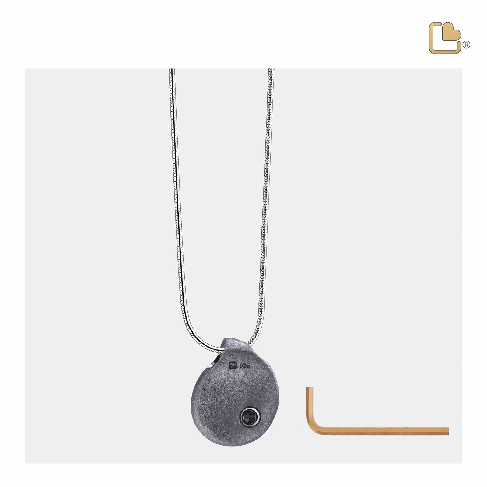 PD1023 TearDrop Ashes Pendant Pol & Bru Ruthenium