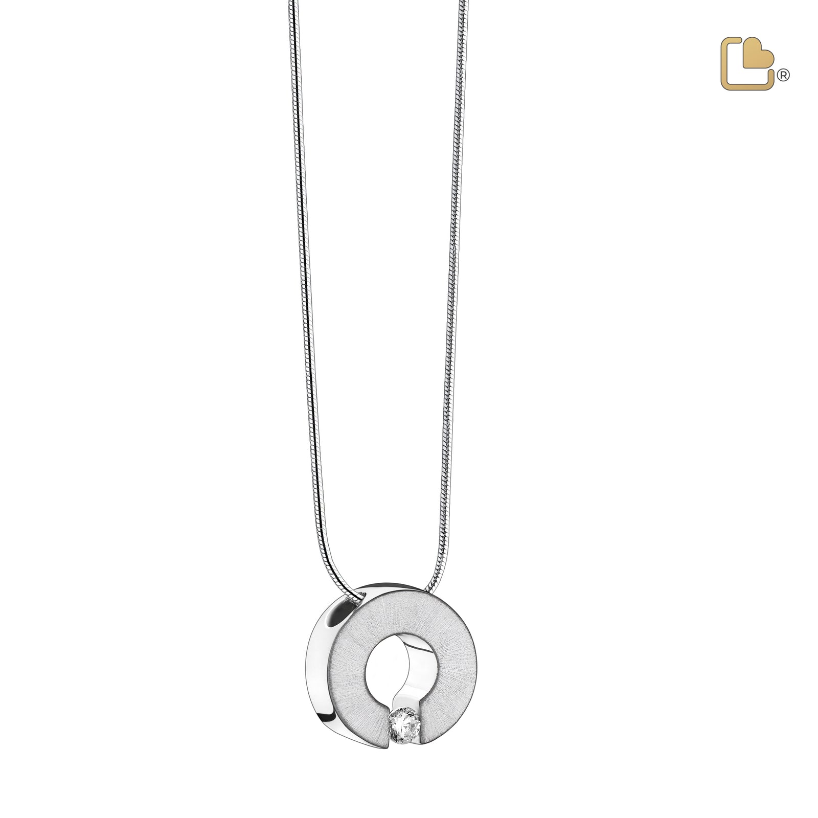 PD1040 Omega Ashes Pendant Pol & Bru Silver w/Zirconia