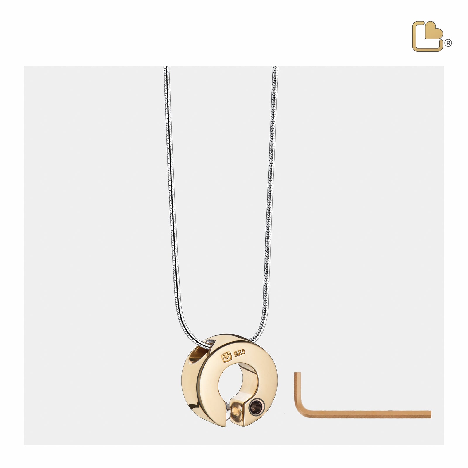 PD1041 Omega Ashes Pendant Pol & Bru Gold Vermeil w/Zirconia