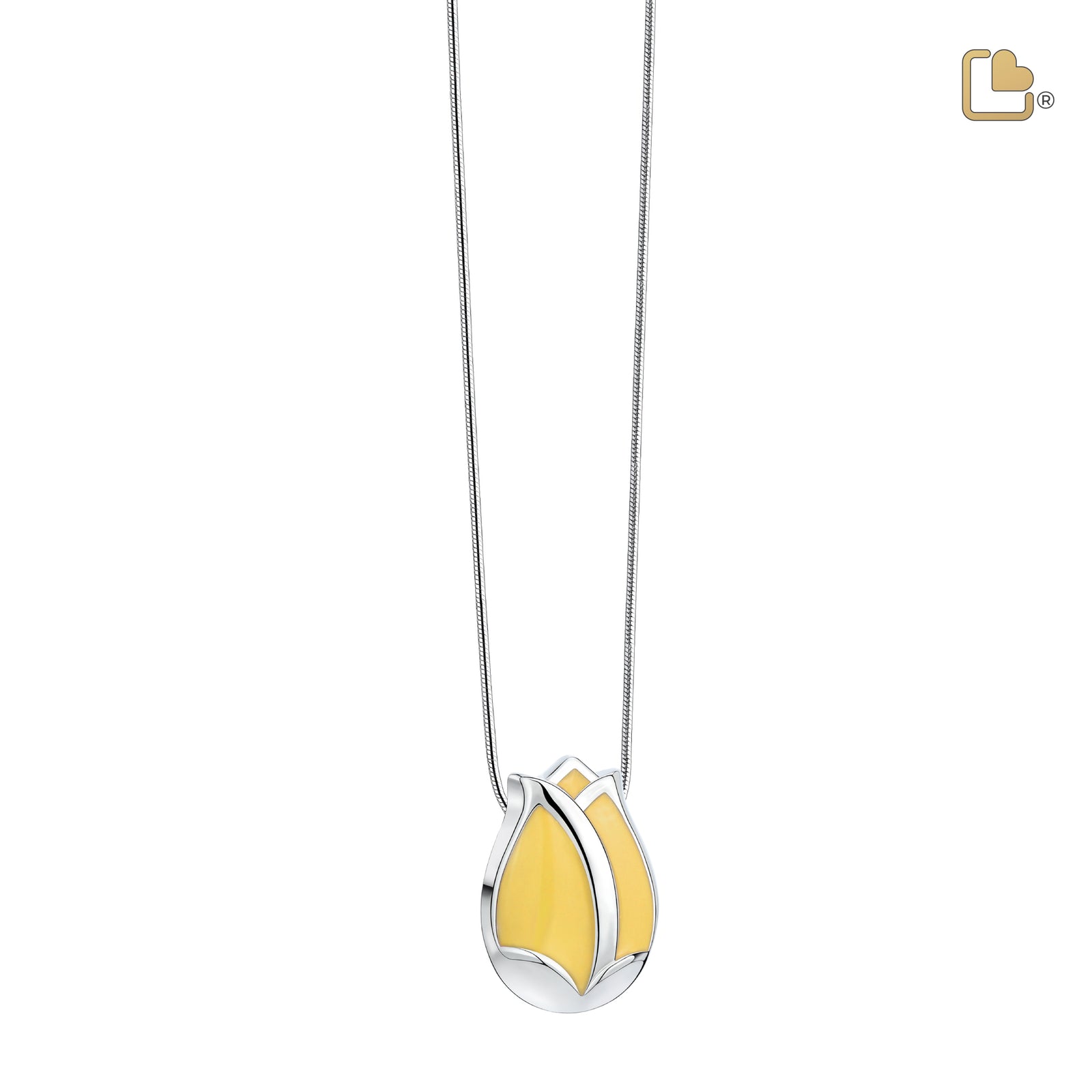 PD1072 Tulip Ashes Pendant Pearl Yellow & Pol Silver