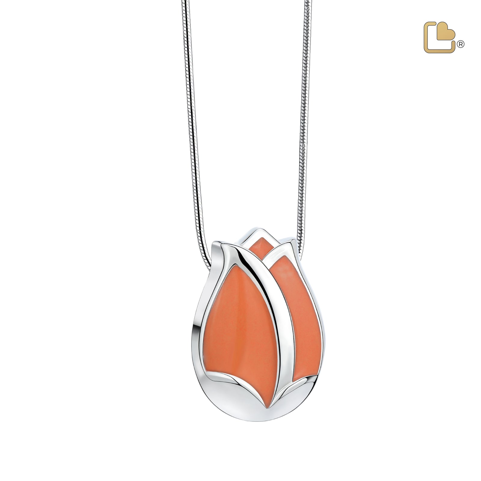 PD1073 Tulip Ashes Pendant Pearl Orange & Pol Silver