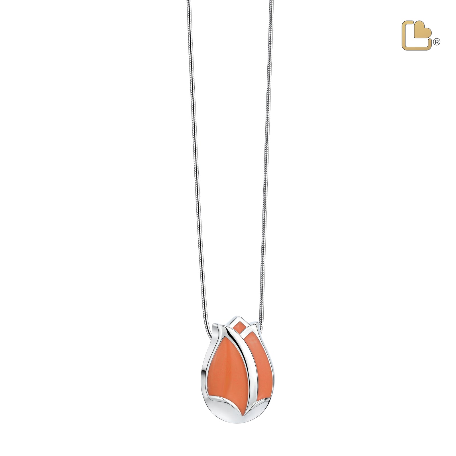 PD1073 Tulip Ashes Pendant Pearl Orange & Pol Silver