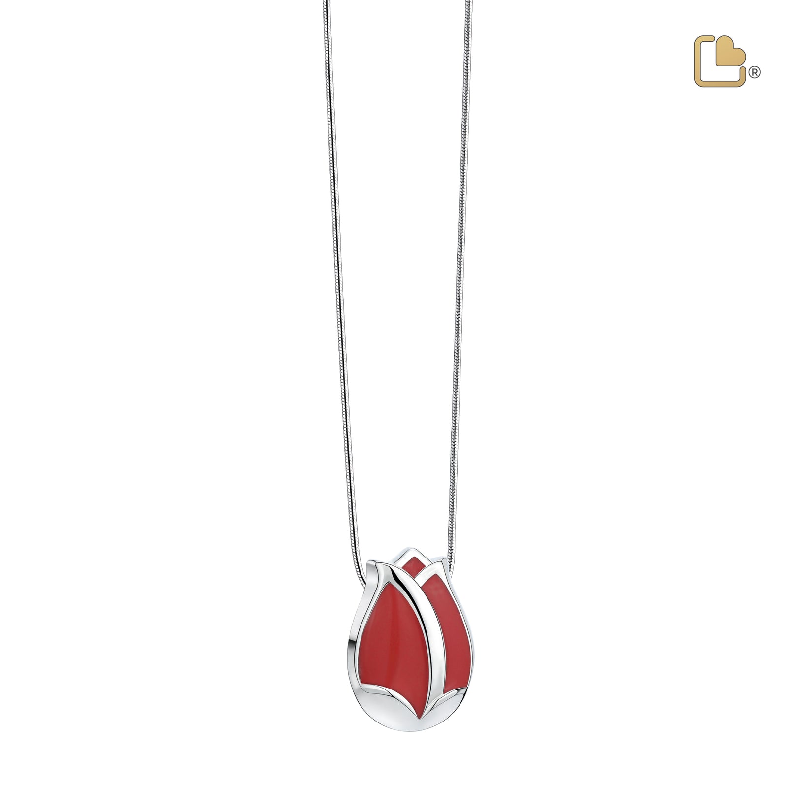 PD1074 Tulip Ashes Pendant Pearl Red & Pol Silver
