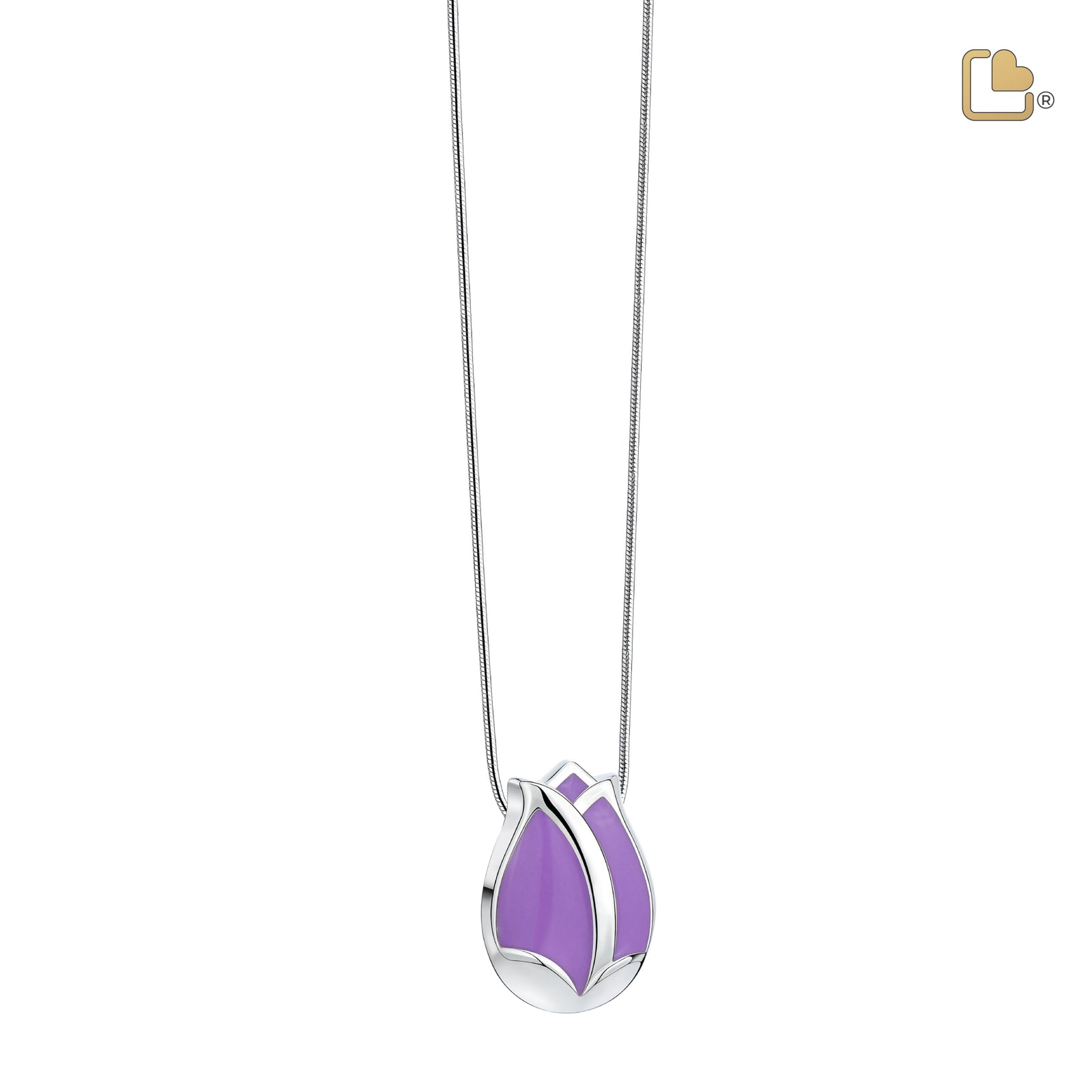 PD1076 Tulip Ashes Pendant Pearl Purple & Pol Silver