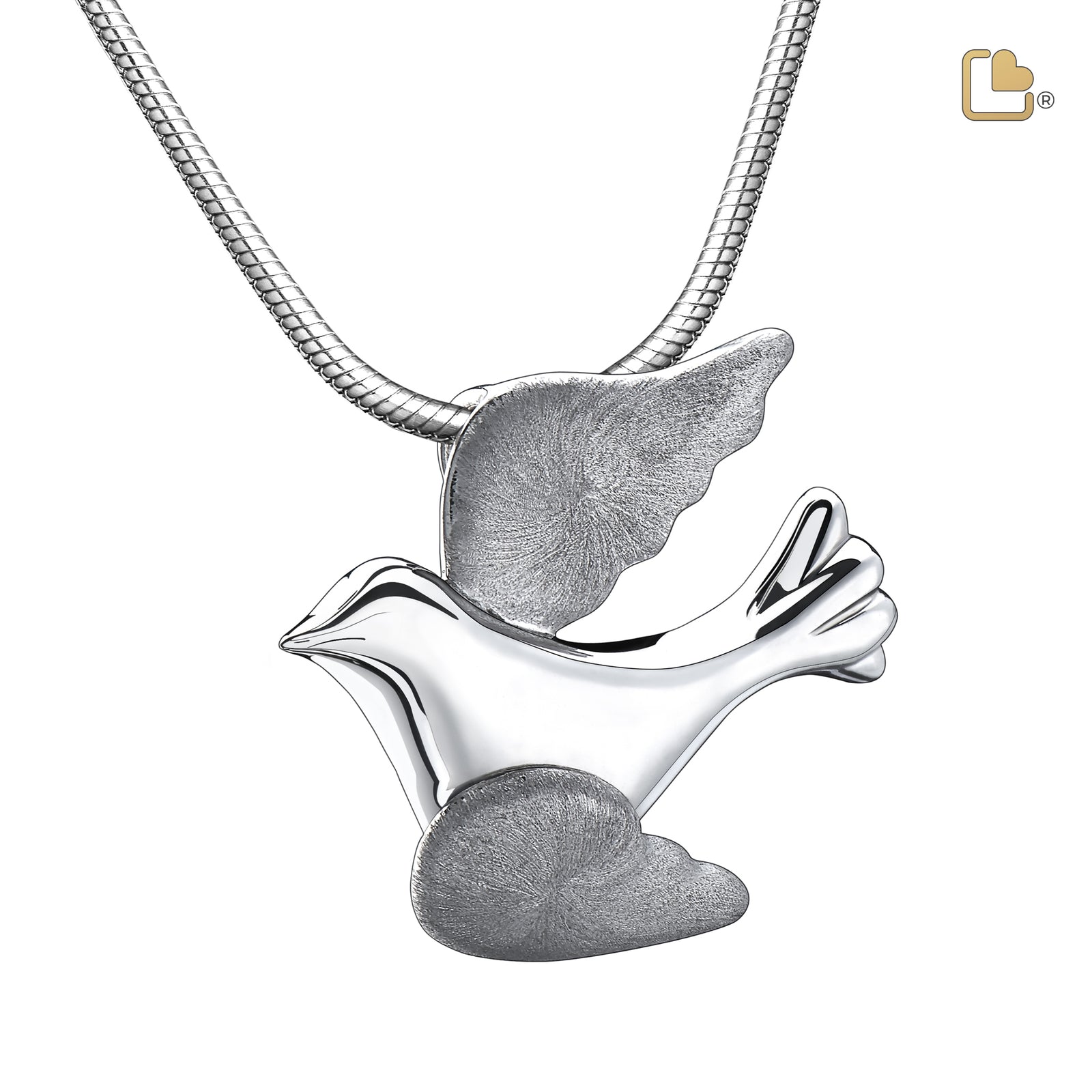 PD1190 FlyingDove Ashes Pendant Pol & Bru Silver