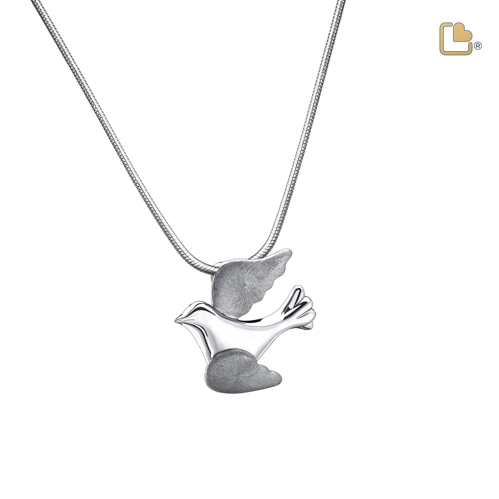 PD1190 FlyingDove Ashes Pendant Pol & Bru Silver