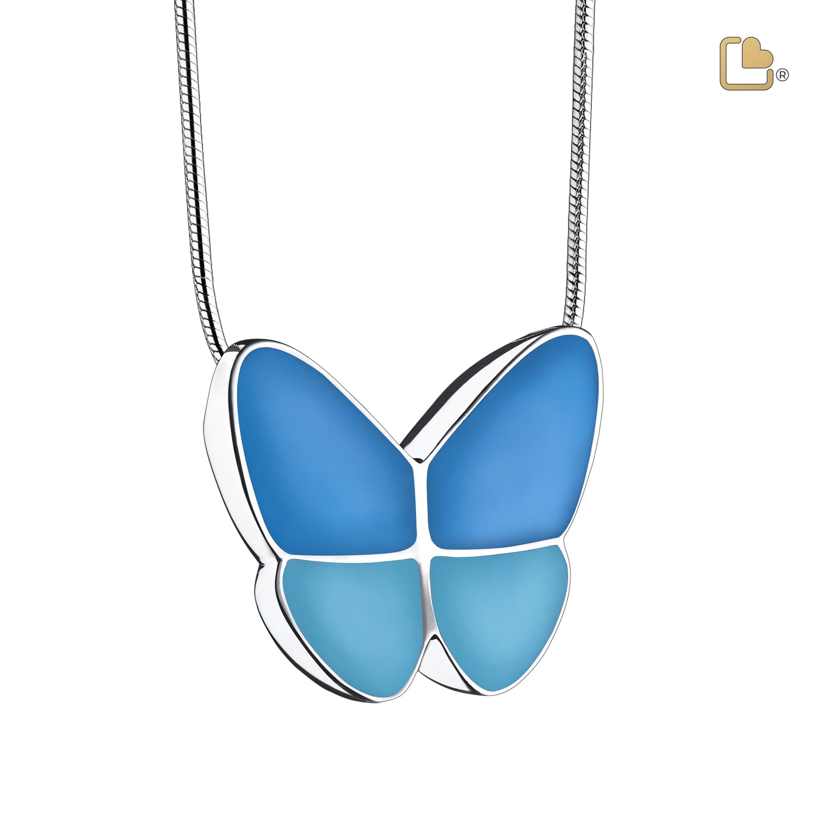 PD1201 Wings of Hope Ashes Pendant Pearl Blue & Pol Silver