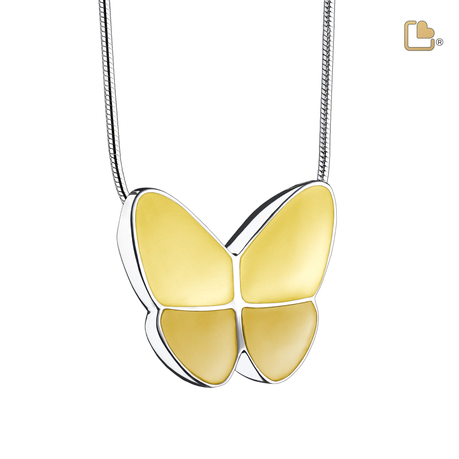 PD1203 Wings of Hope Ashes Pendant Pearl Yellow & Pol Silver