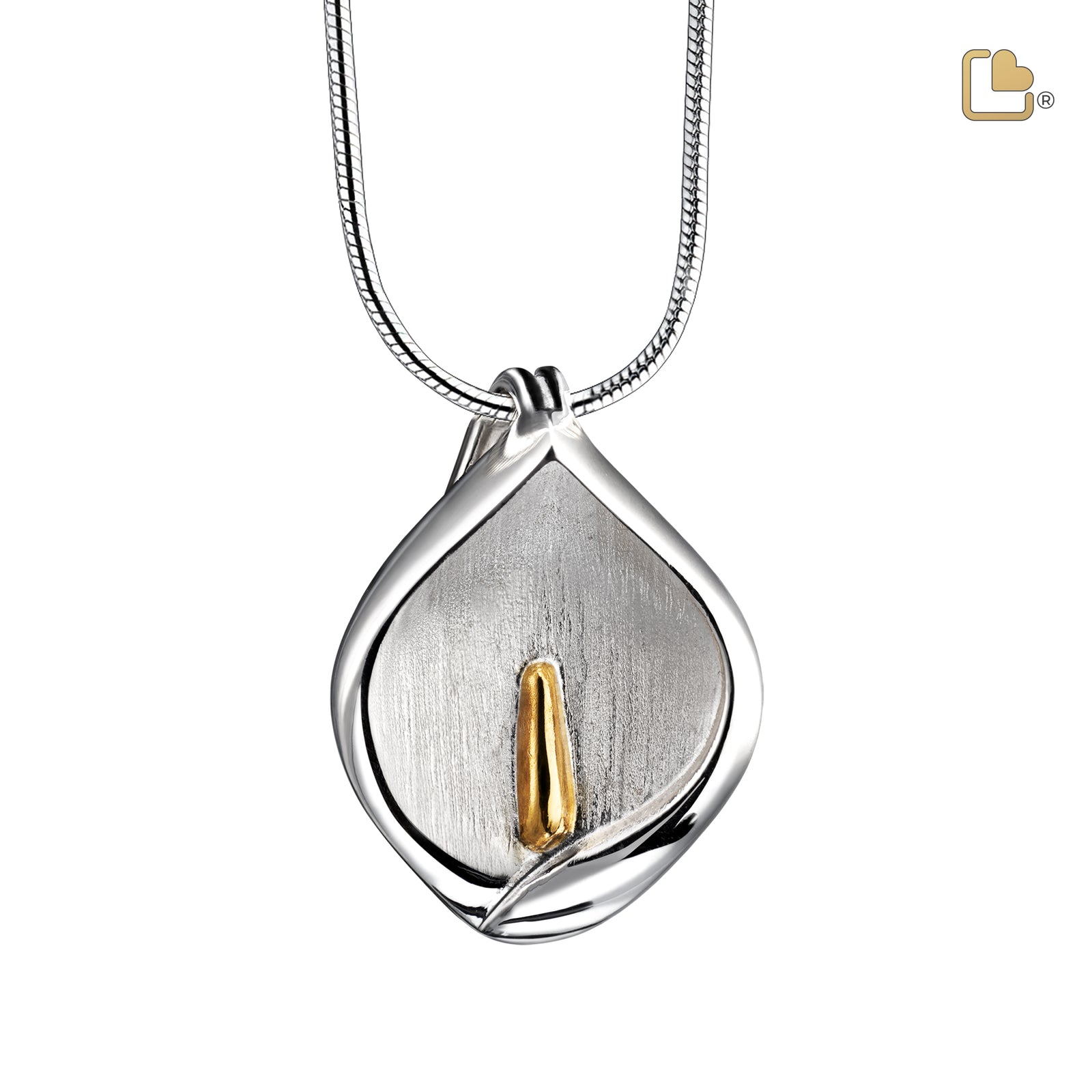 PD1210 CalaLily Ashes Pendant Bru Silver & Gold Vermeil