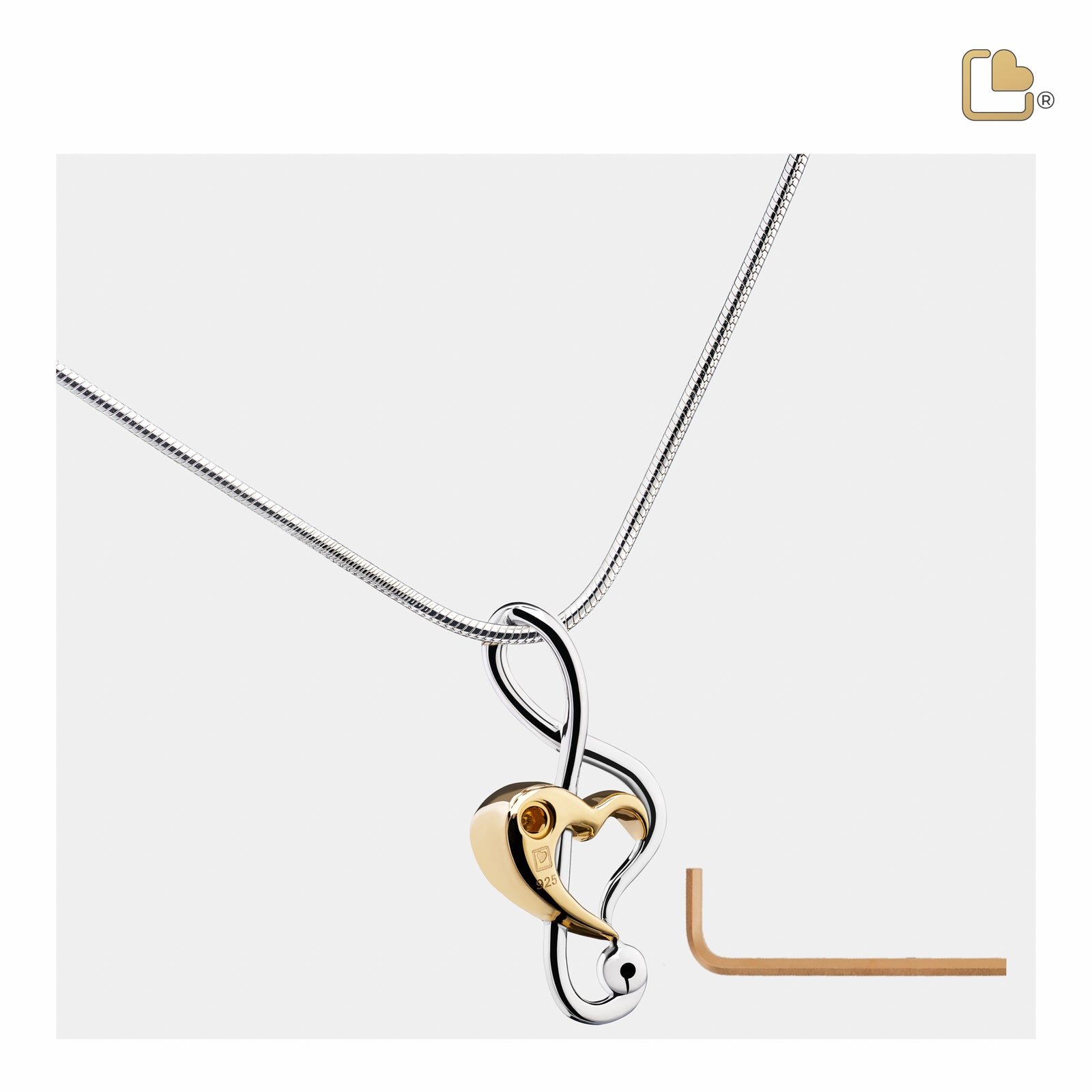PD1250 TrebleClef Ashes Pendant Pol Silver & Gold Vermeil