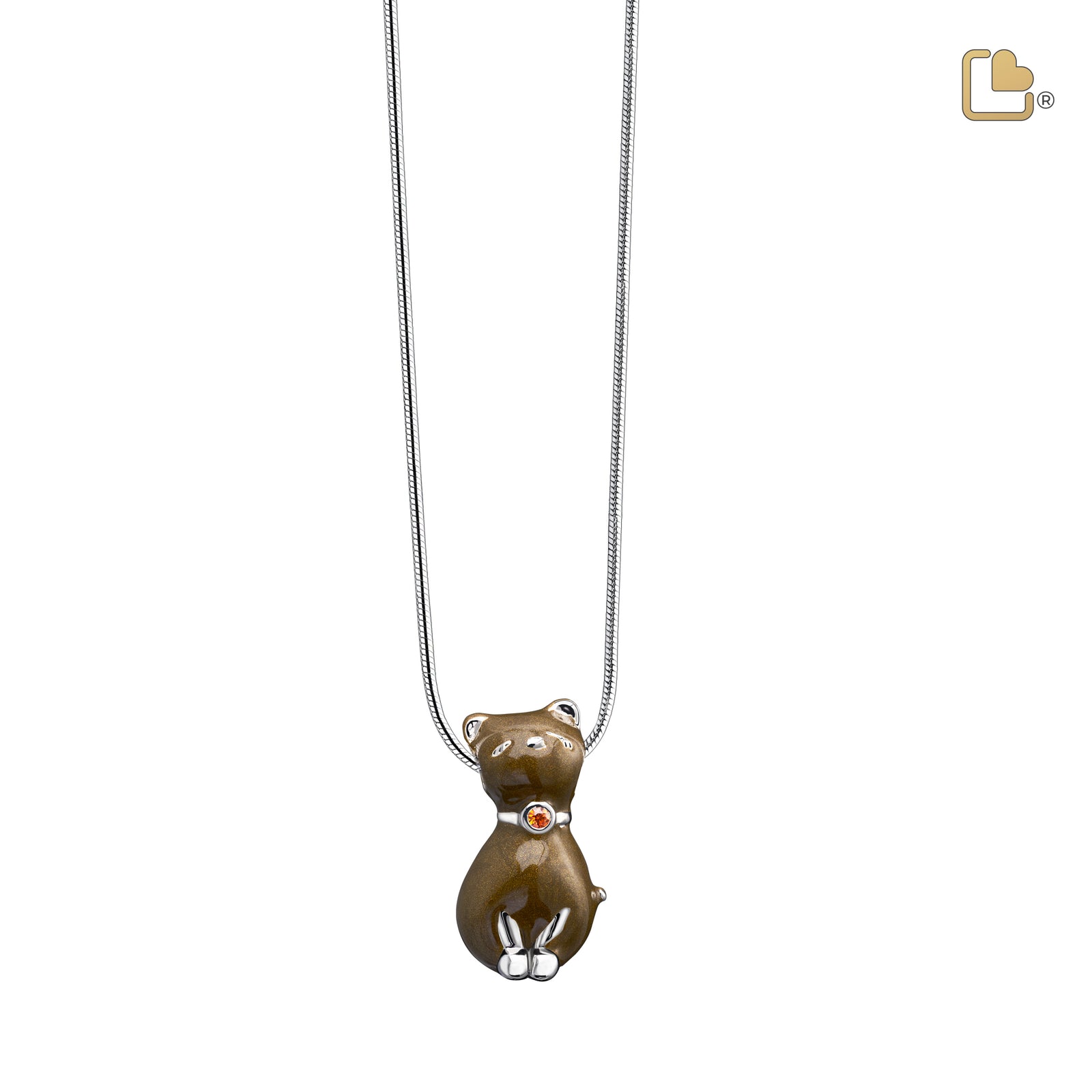 PD1262 PrincessCat Ashes Pendant Pearl Bronze & Pol Silver w/Swarovski®