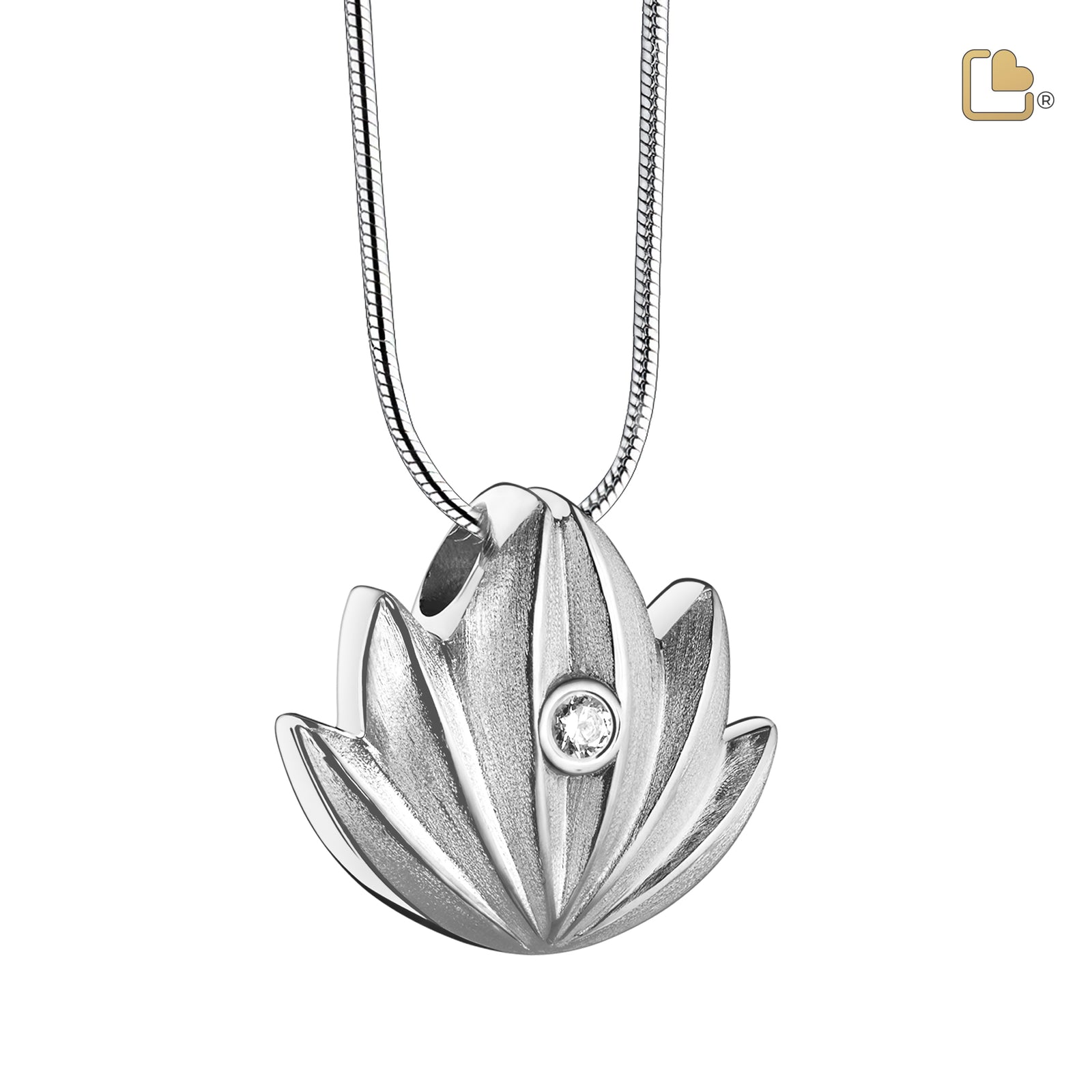 PD1300 Lotus Ashes Pendant Bru Silver w/Zirconia