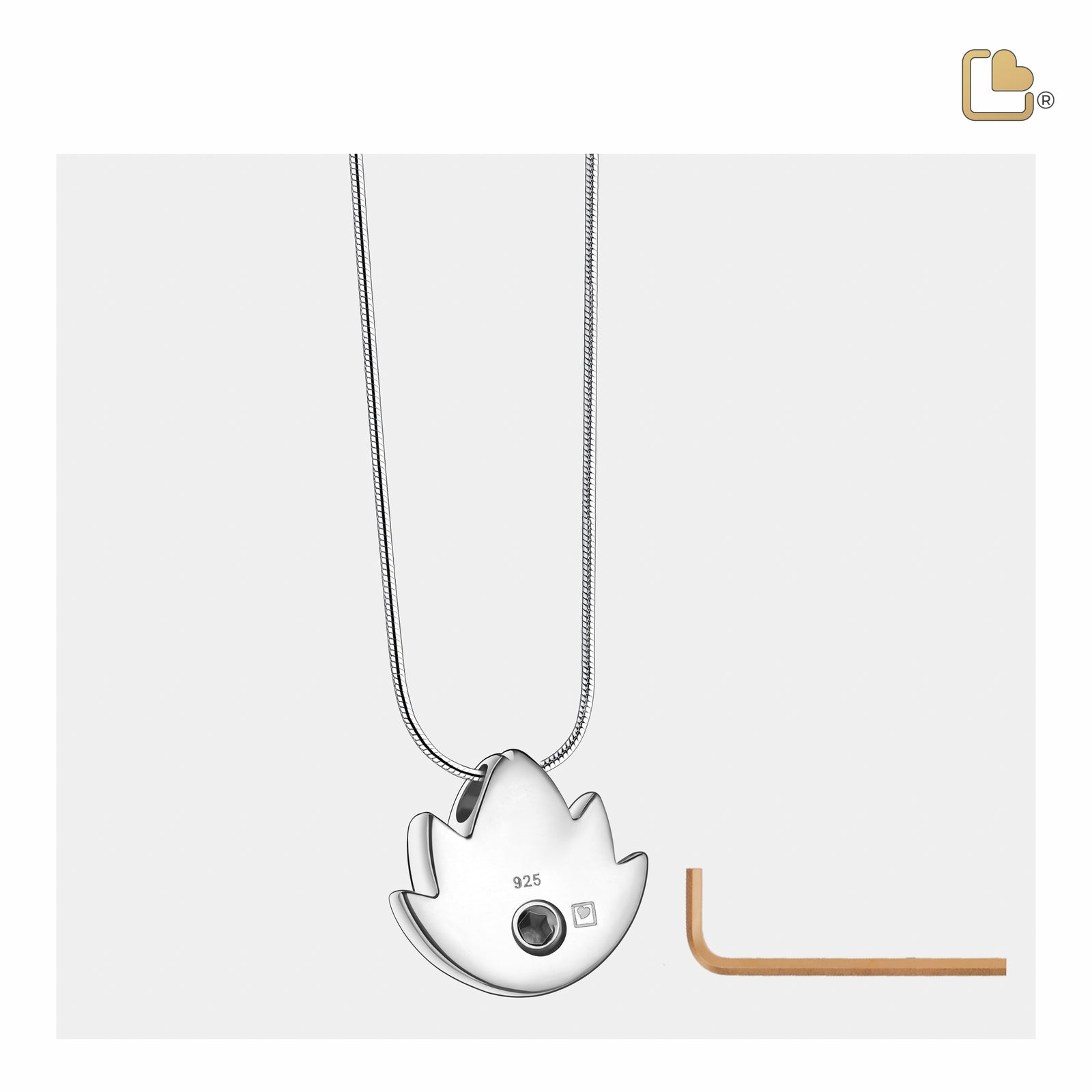 PD1300 Lotus Ashes Pendant Bru Silver w/Zirconia