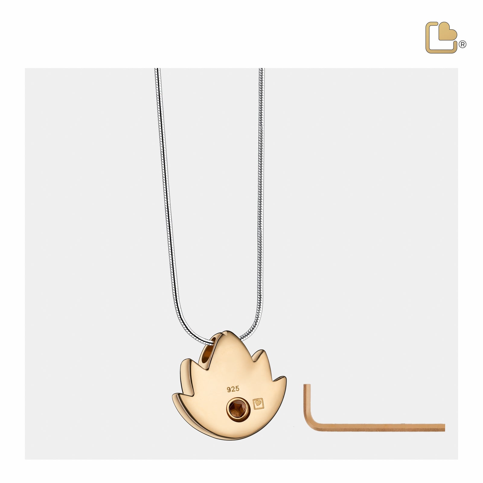 PD1301 Lotus Ashes Pendant Bru Gold Vermeil w/Zirconia